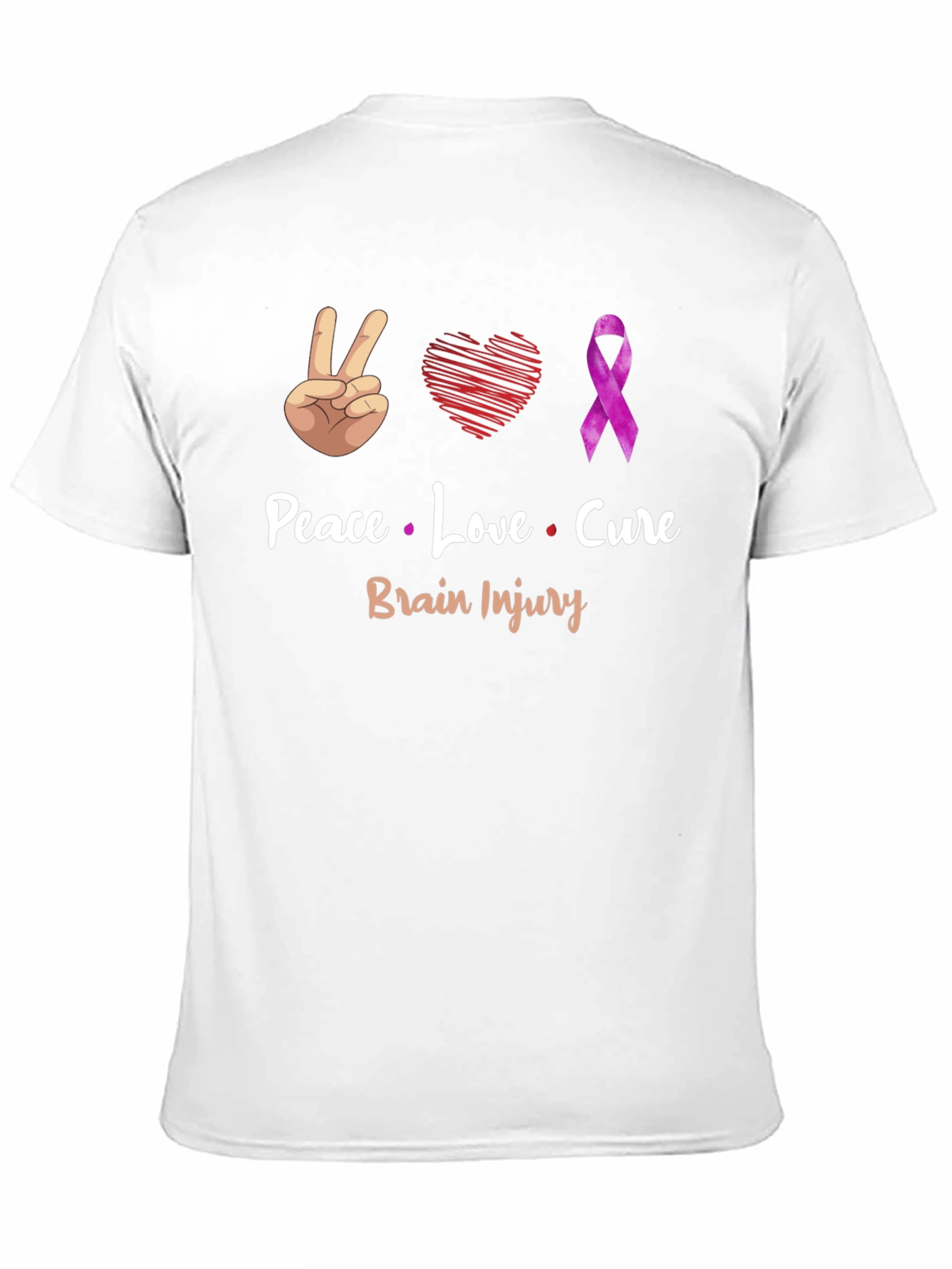 Peace Love Cure Brain Injury Awareness T-Shirt