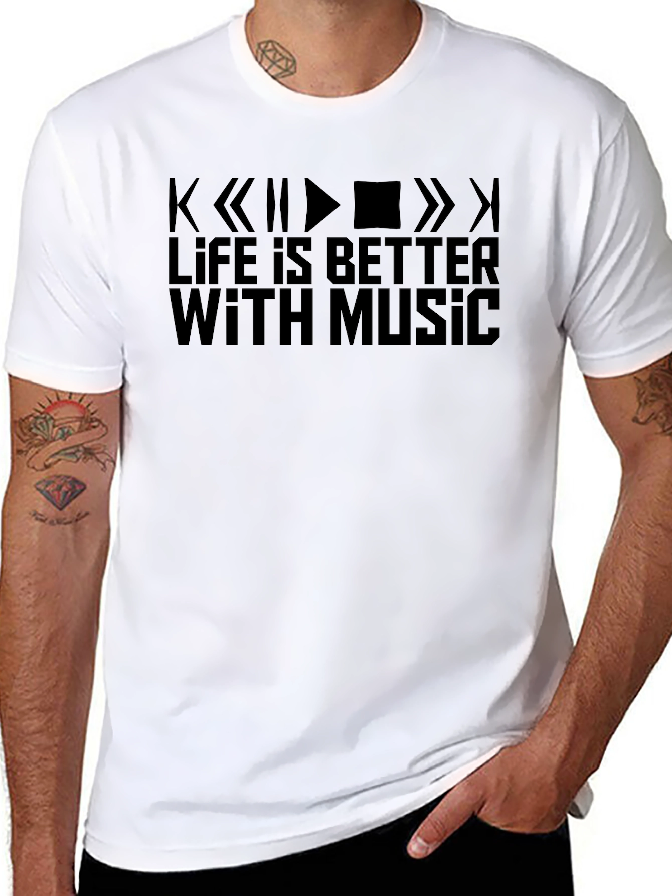 Life Is Better With Music Graphic Tee - Black
