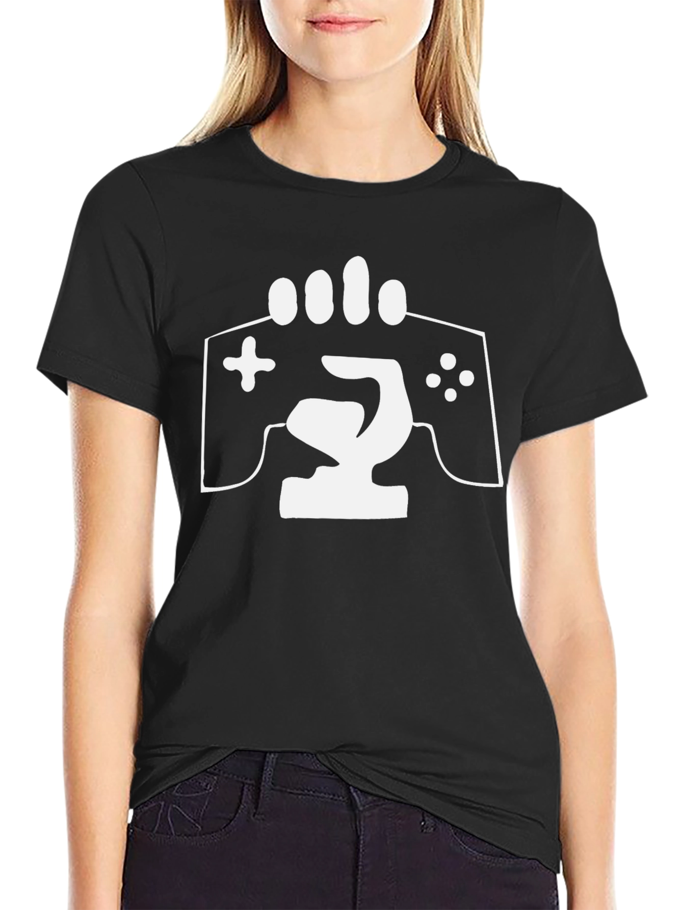 Gamer Fist Black T-Shirt - Game Controller Hand Design