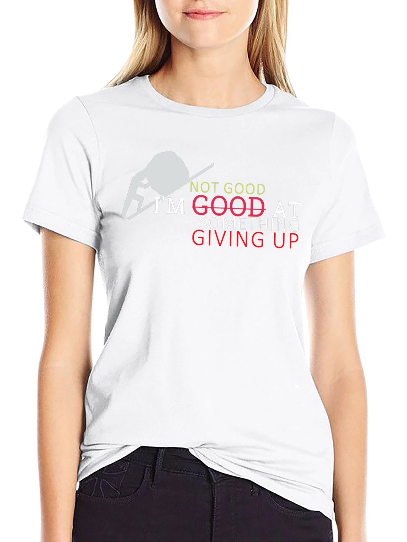 Giving Up Funny Graphic Tee - Black