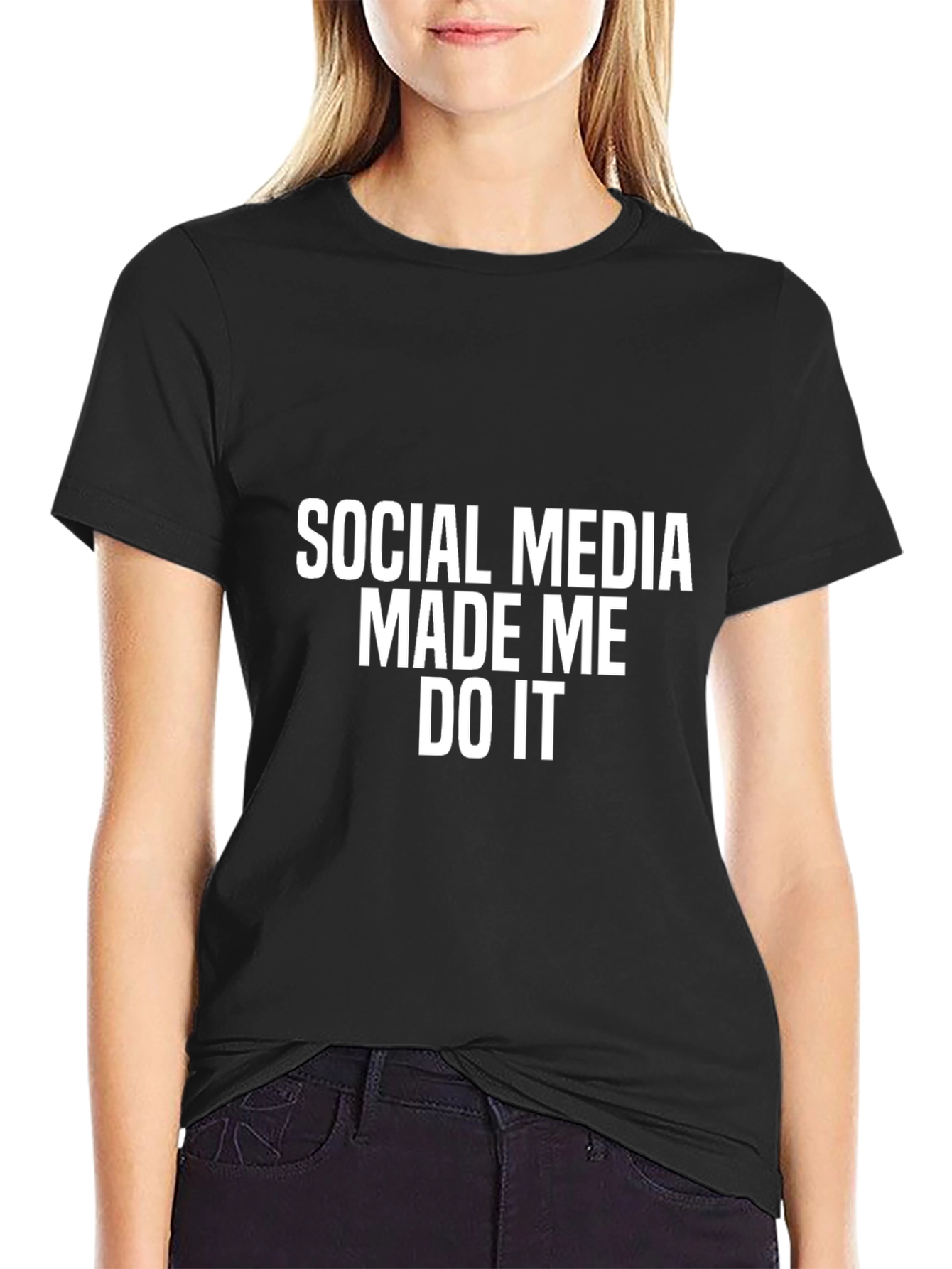 Social Media Made Me Do It Black T-Shirt