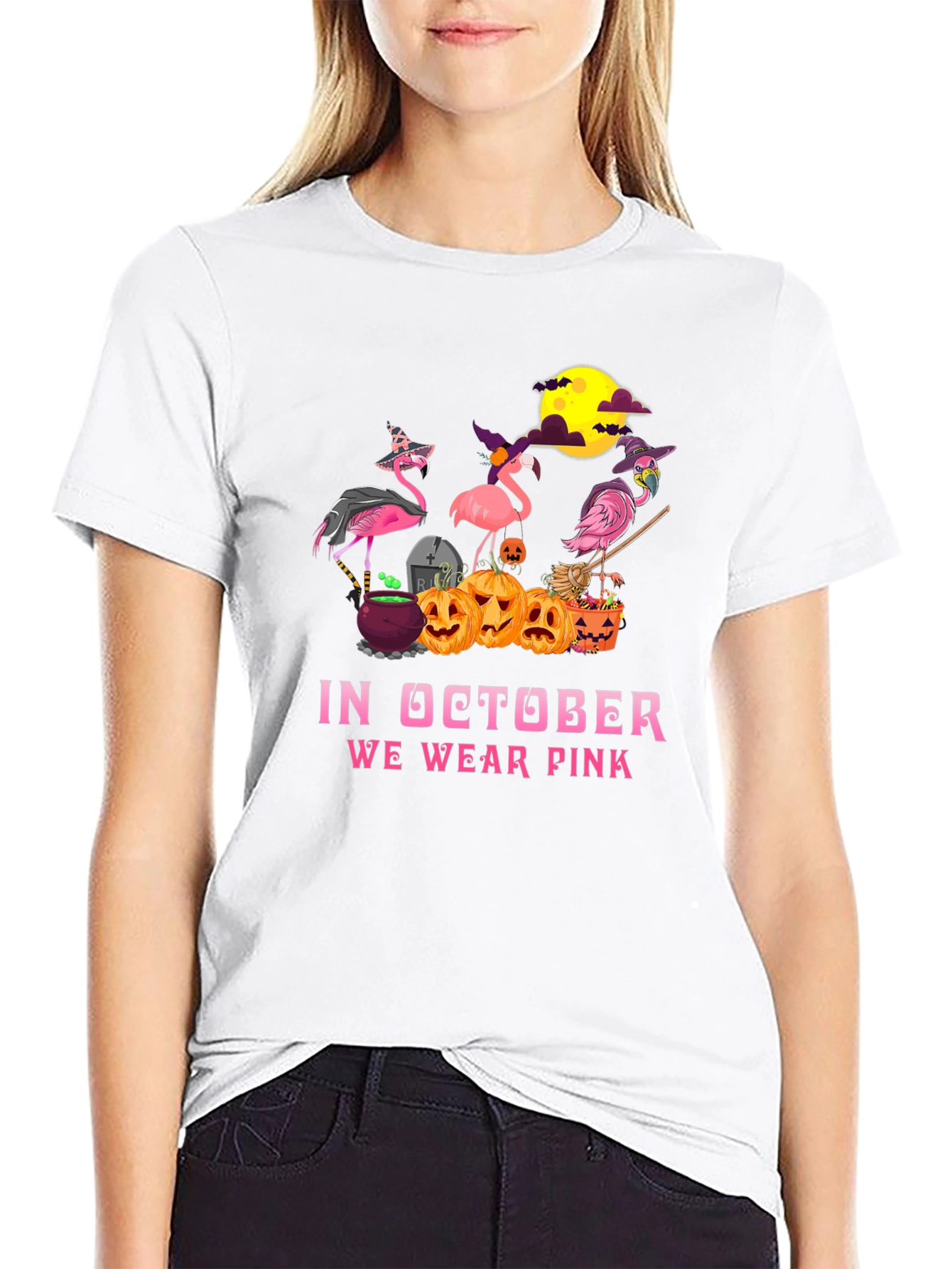 Halloween Flamingo T-Shirt - October Wear Pink
