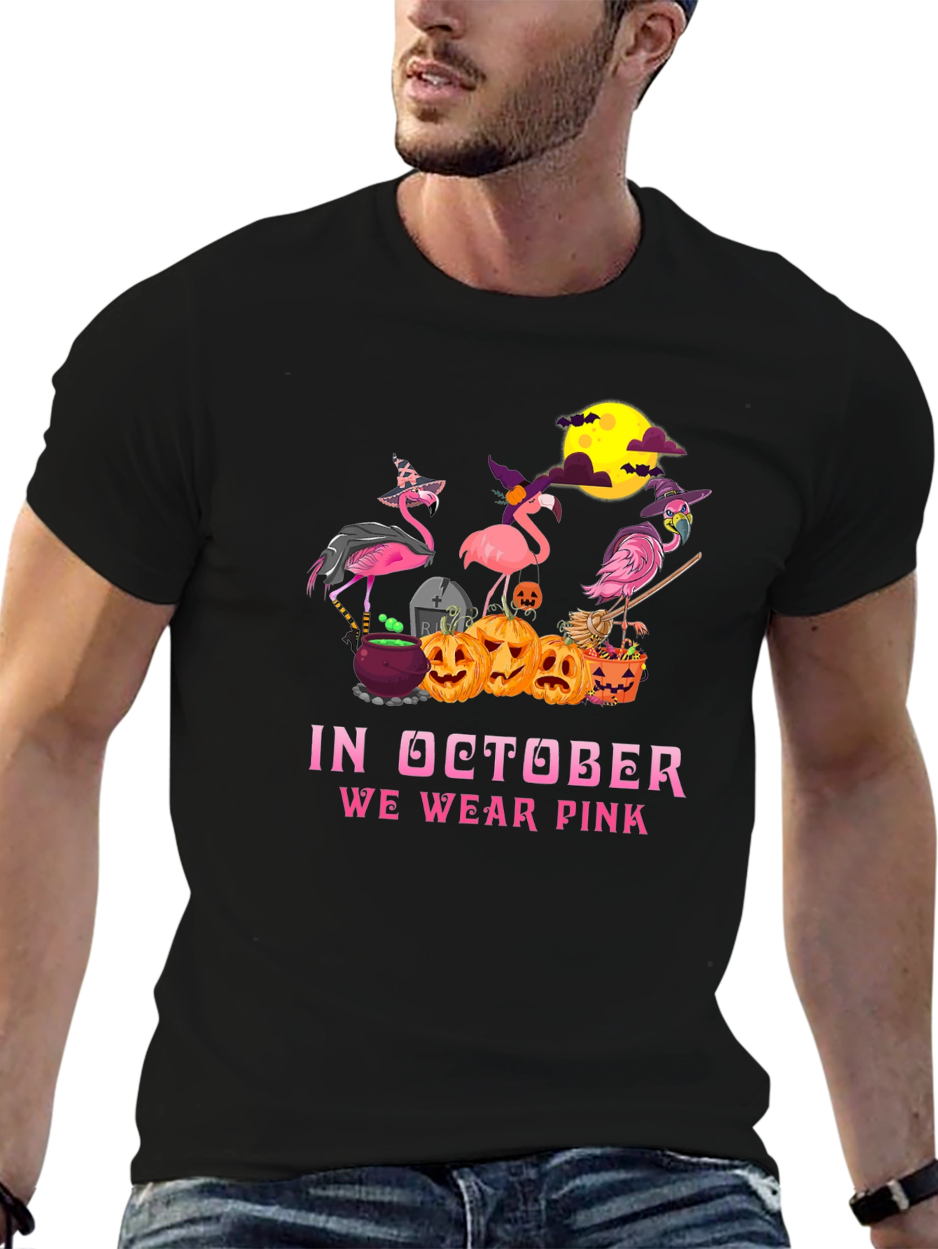 Halloween Flamingo T-Shirt - October Wear Pink