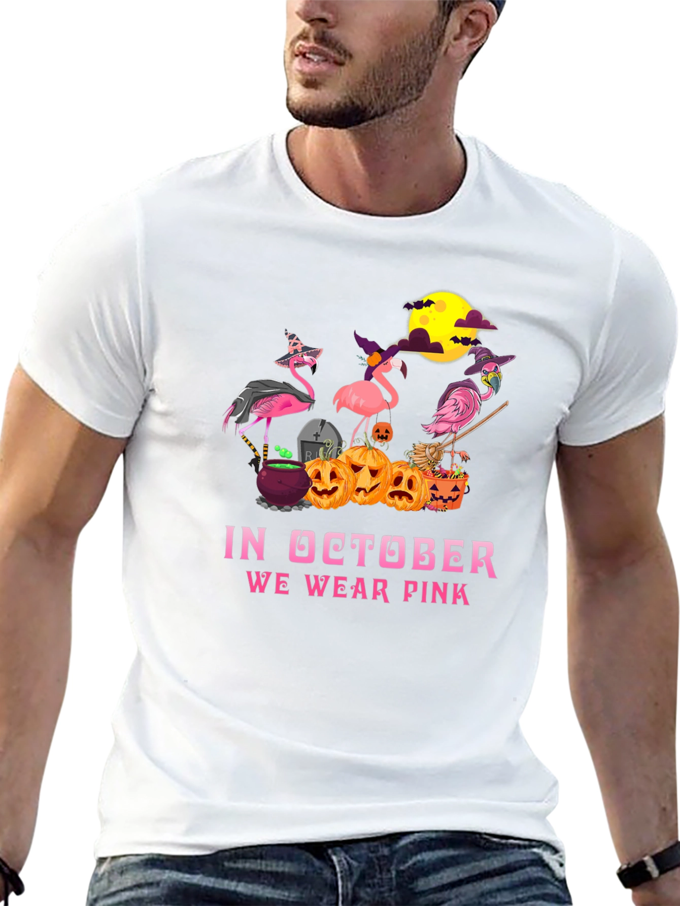 Halloween Flamingo T-Shirt - October Wear Pink