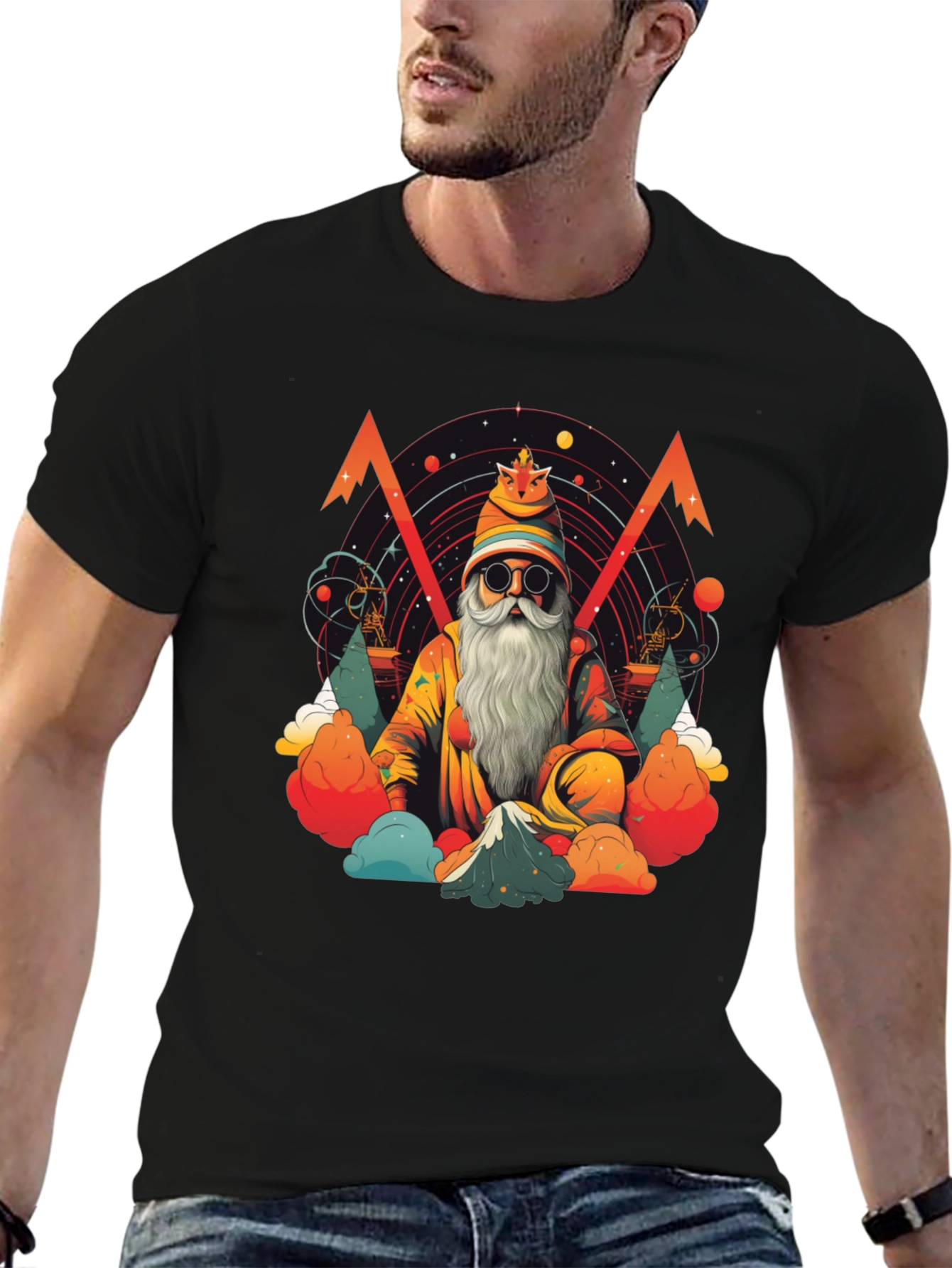 Wizard Graphic Tee - Black Cotton T-Shirt