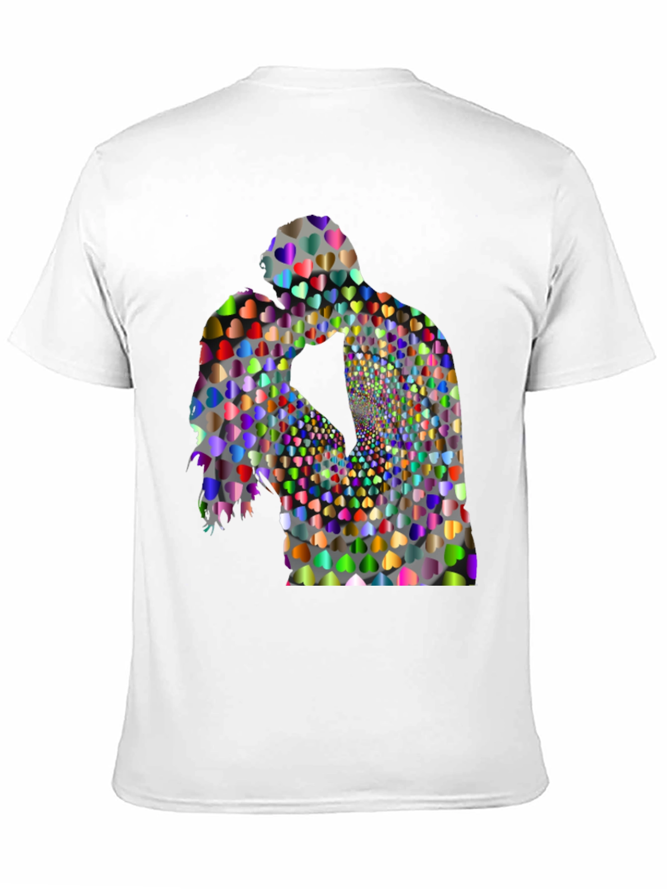 Heart Silhouette Kissing Couple Black T-Shirt