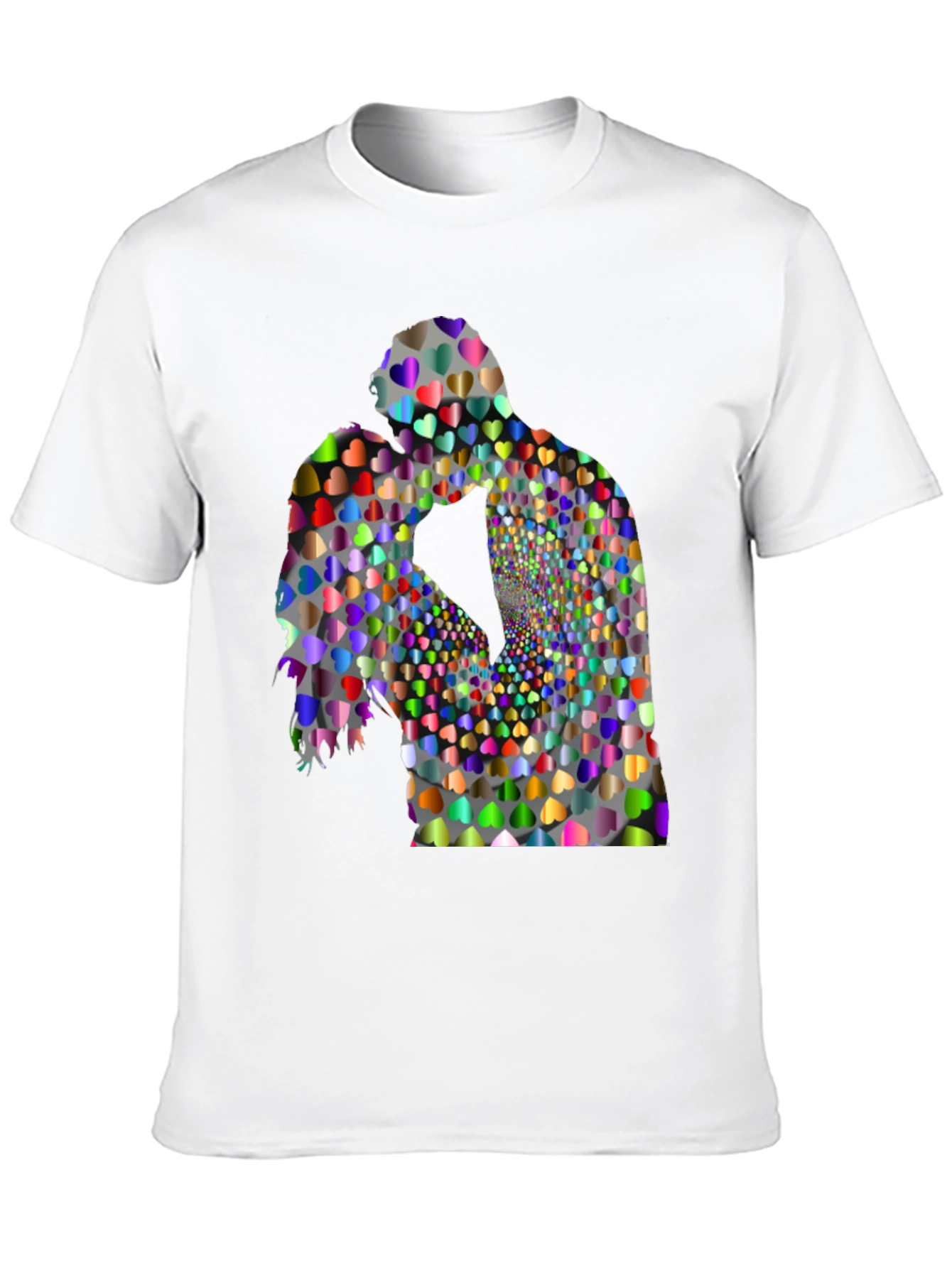 Heart Silhouette Kissing Couple Black T-Shirt
