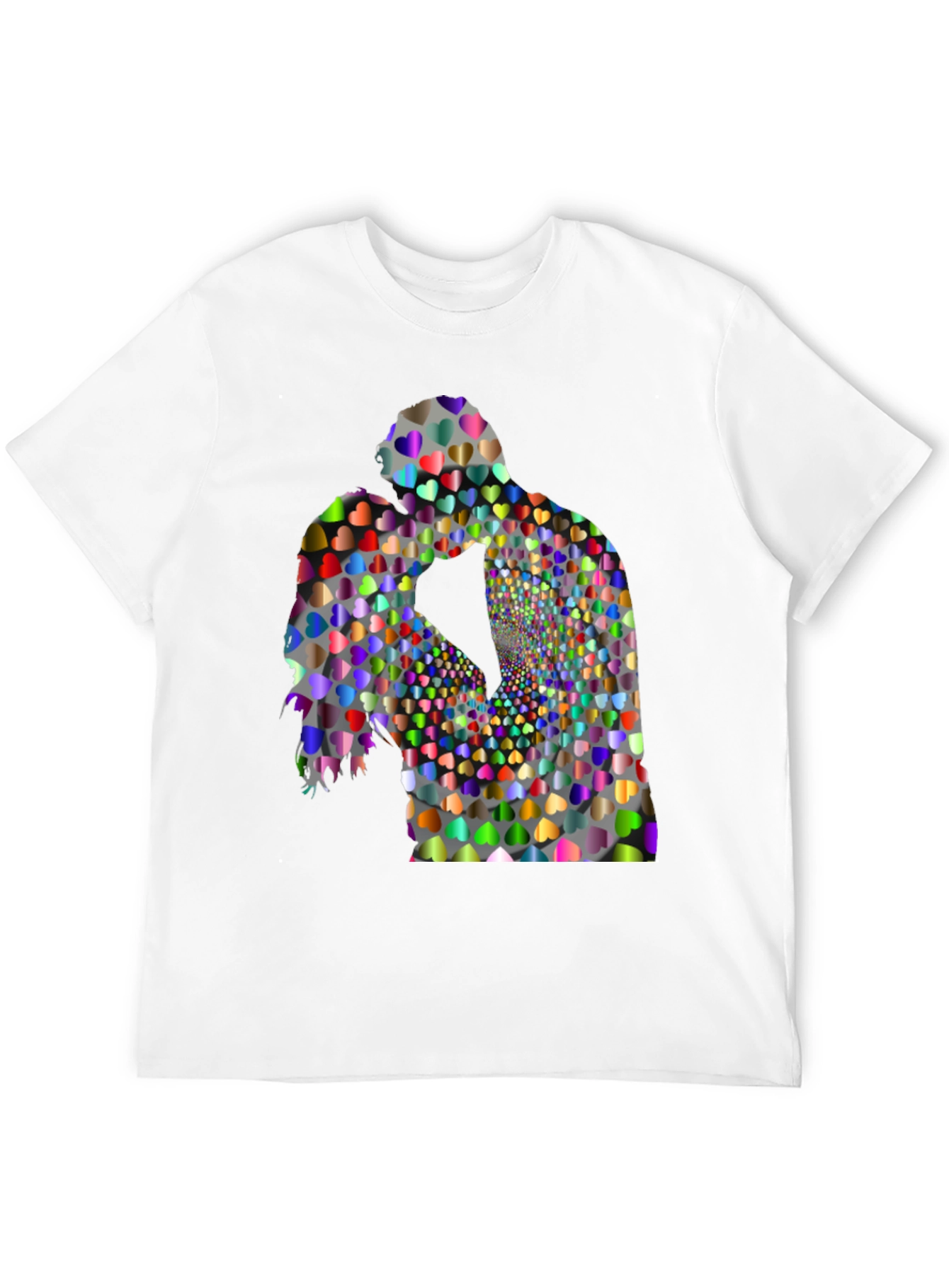 Heart Silhouette Kissing Couple Black T-Shirt