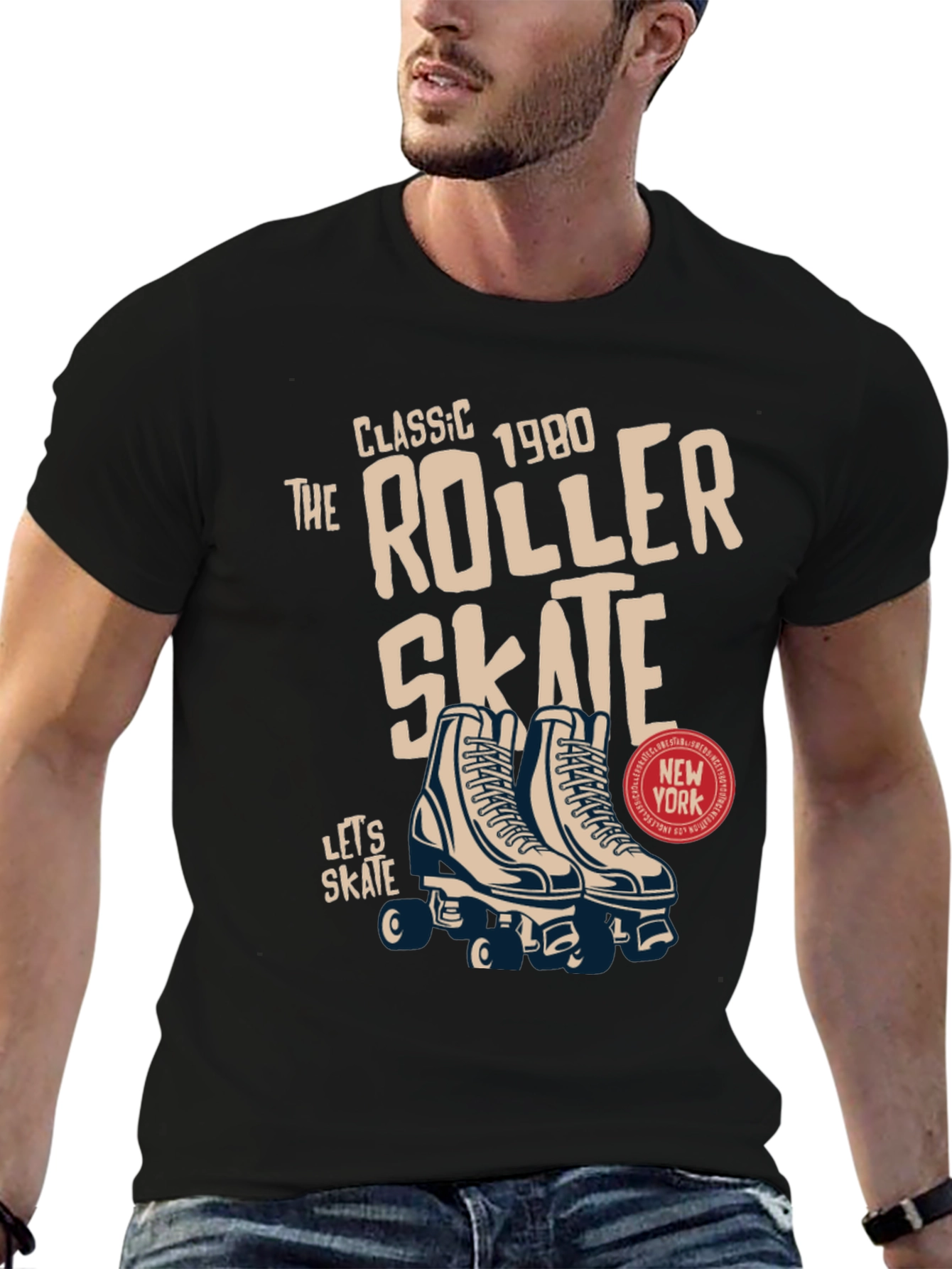 Retro Roller Skate Graphic Tee - Classic 1980s Design