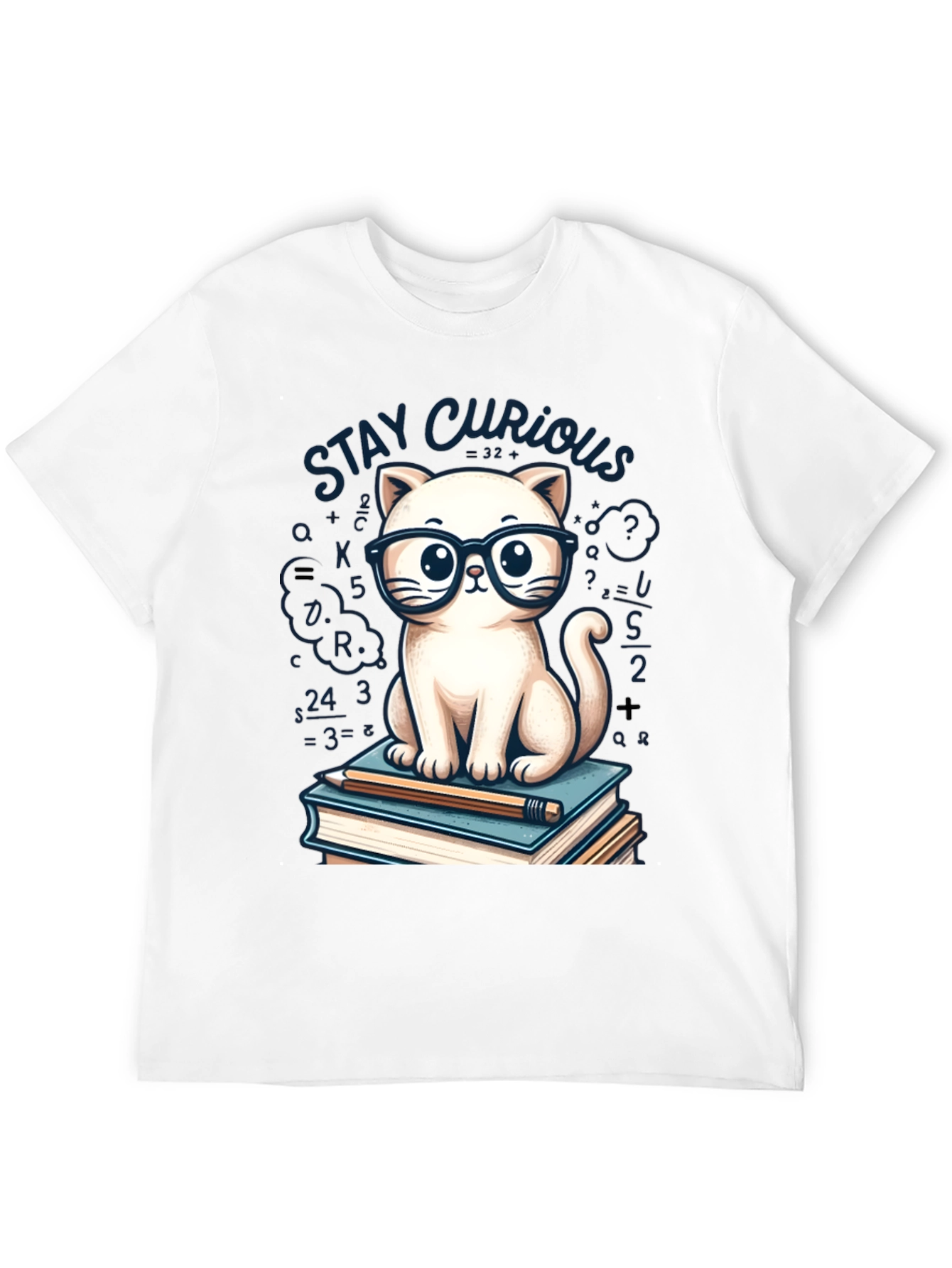 Stay Curious Cat Graphic Tee - Black