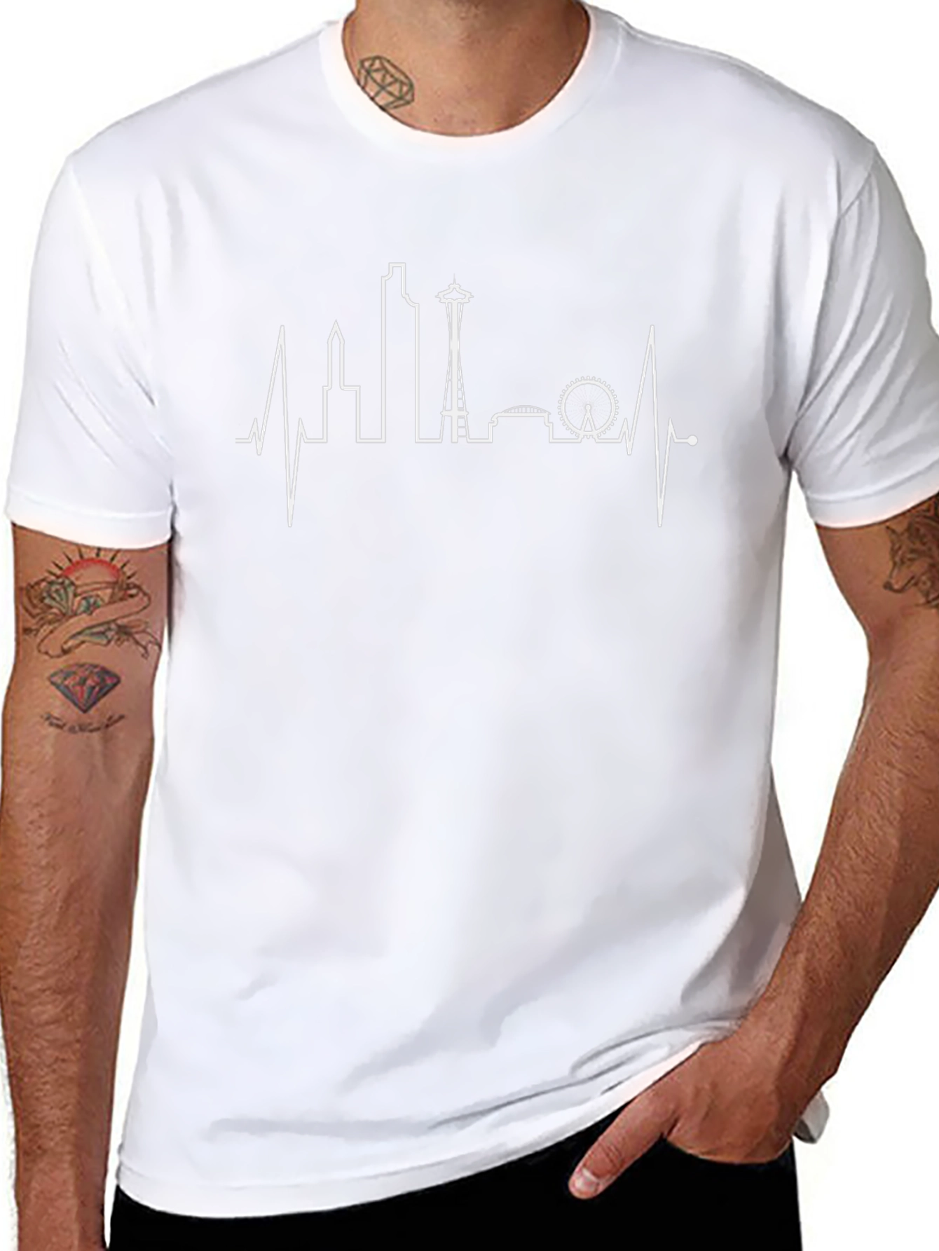 Seattle Skyline Heartbeat Graphic Tee - Black