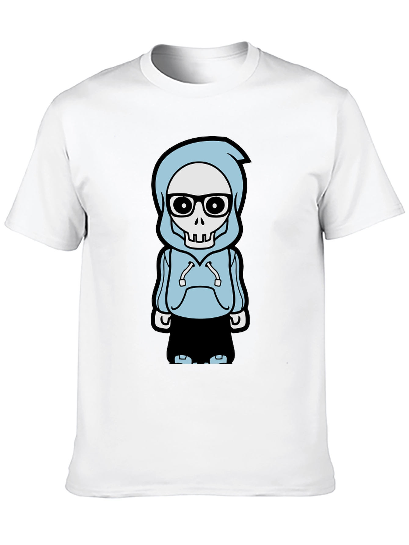 Trendy Skeleton Hoodie Graphic Tee - Black T-Shirt