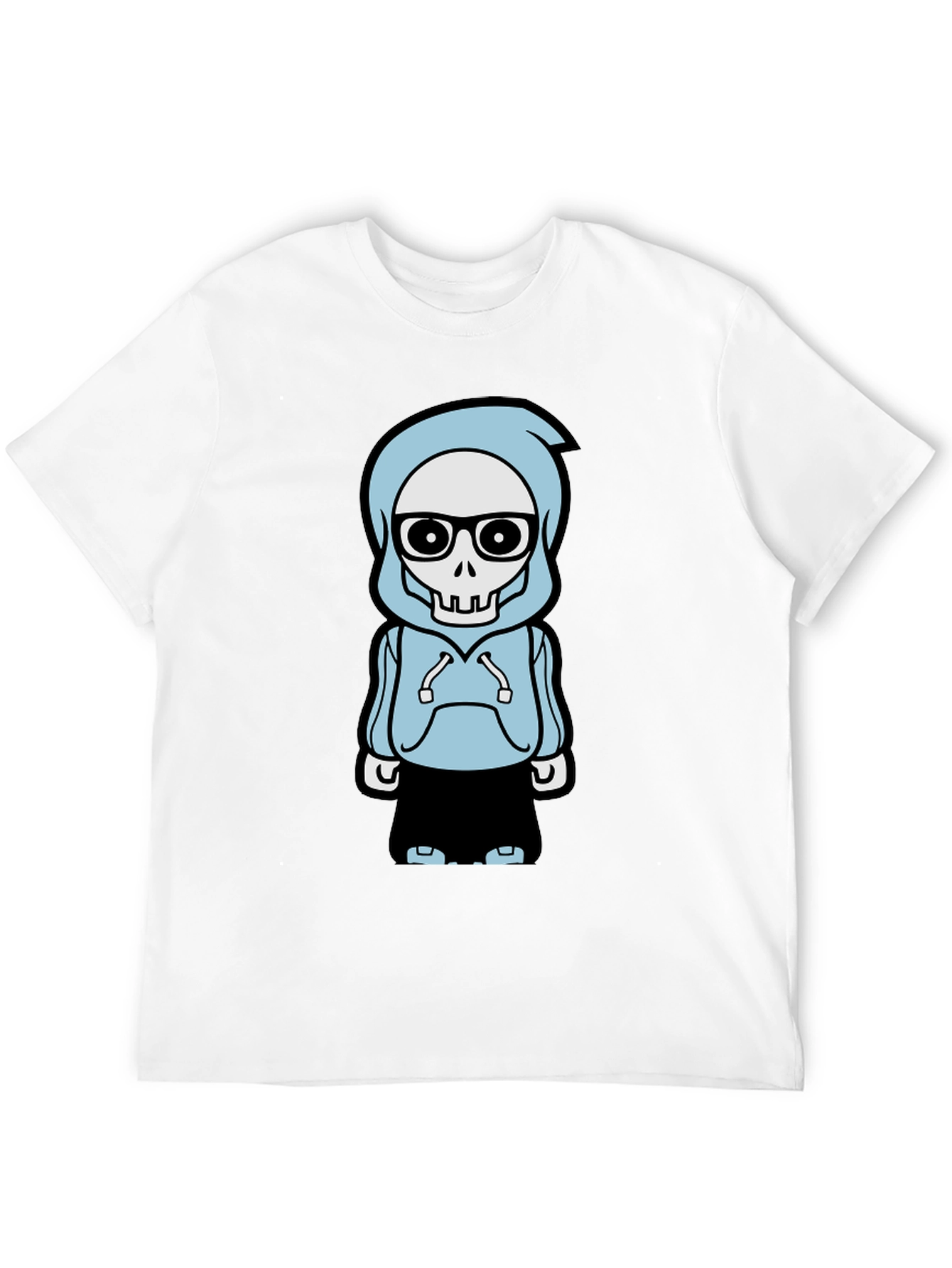 Trendy Skeleton Hoodie Graphic Tee - Black T-Shirt