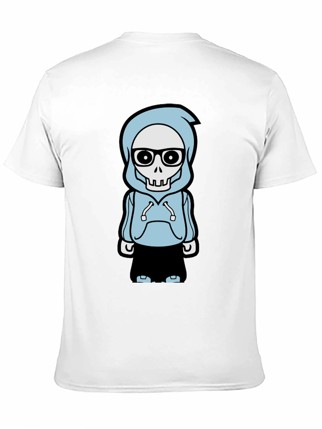 Trendy Skeleton Hoodie Graphic Tee - Black T-Shirt