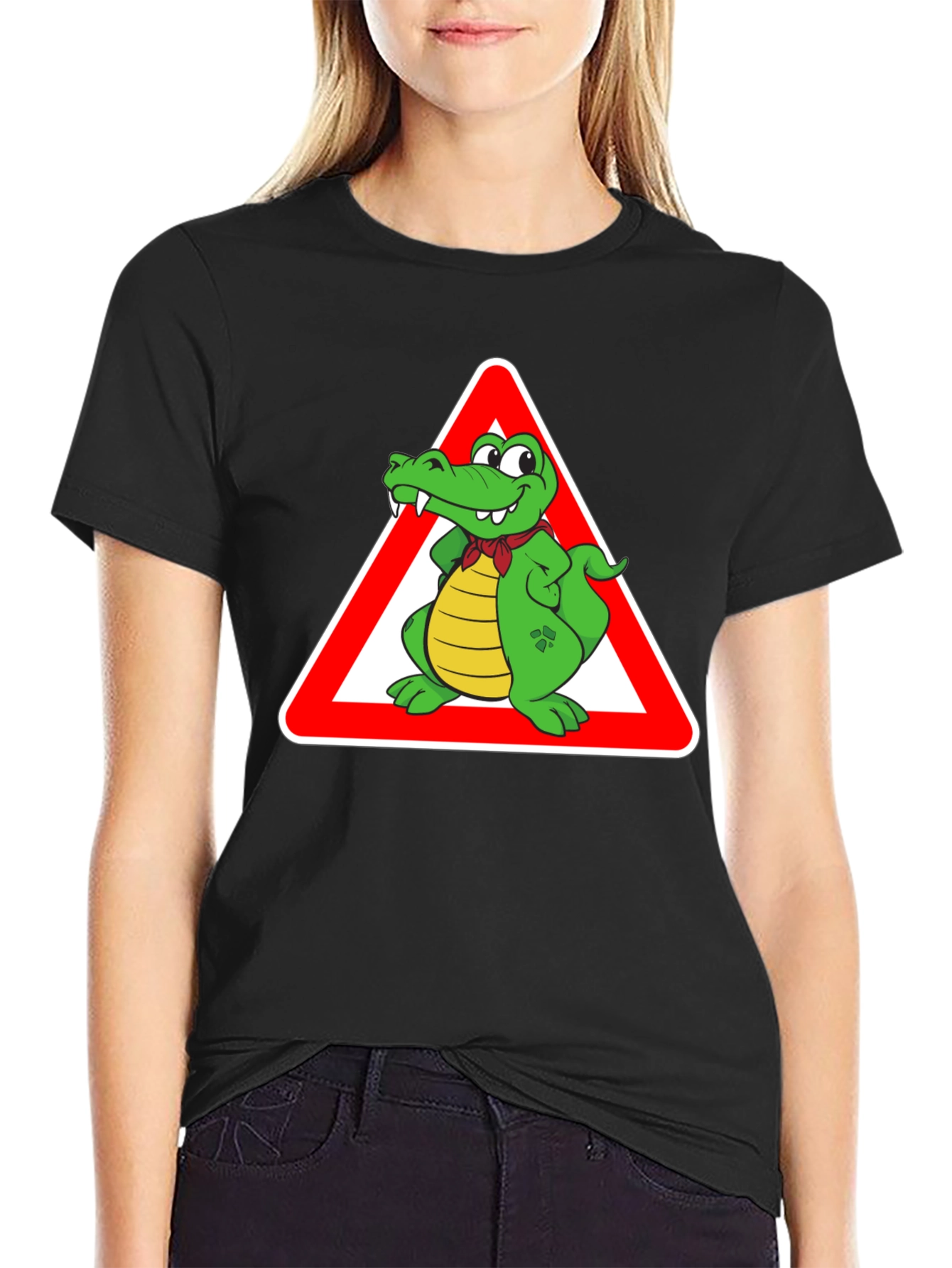 Cartoon Alligator Warning T-Shirt
