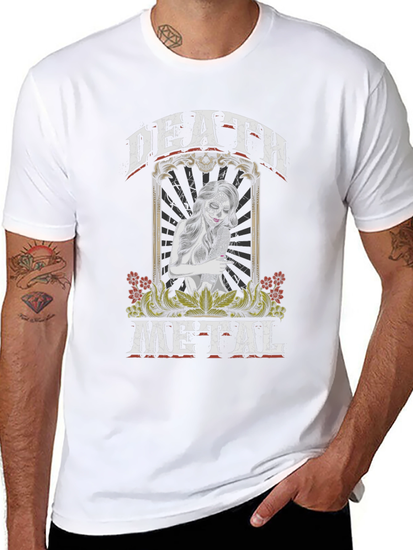 Death Metal Graphic Tee - Sugar Skull Woman T-Shirt