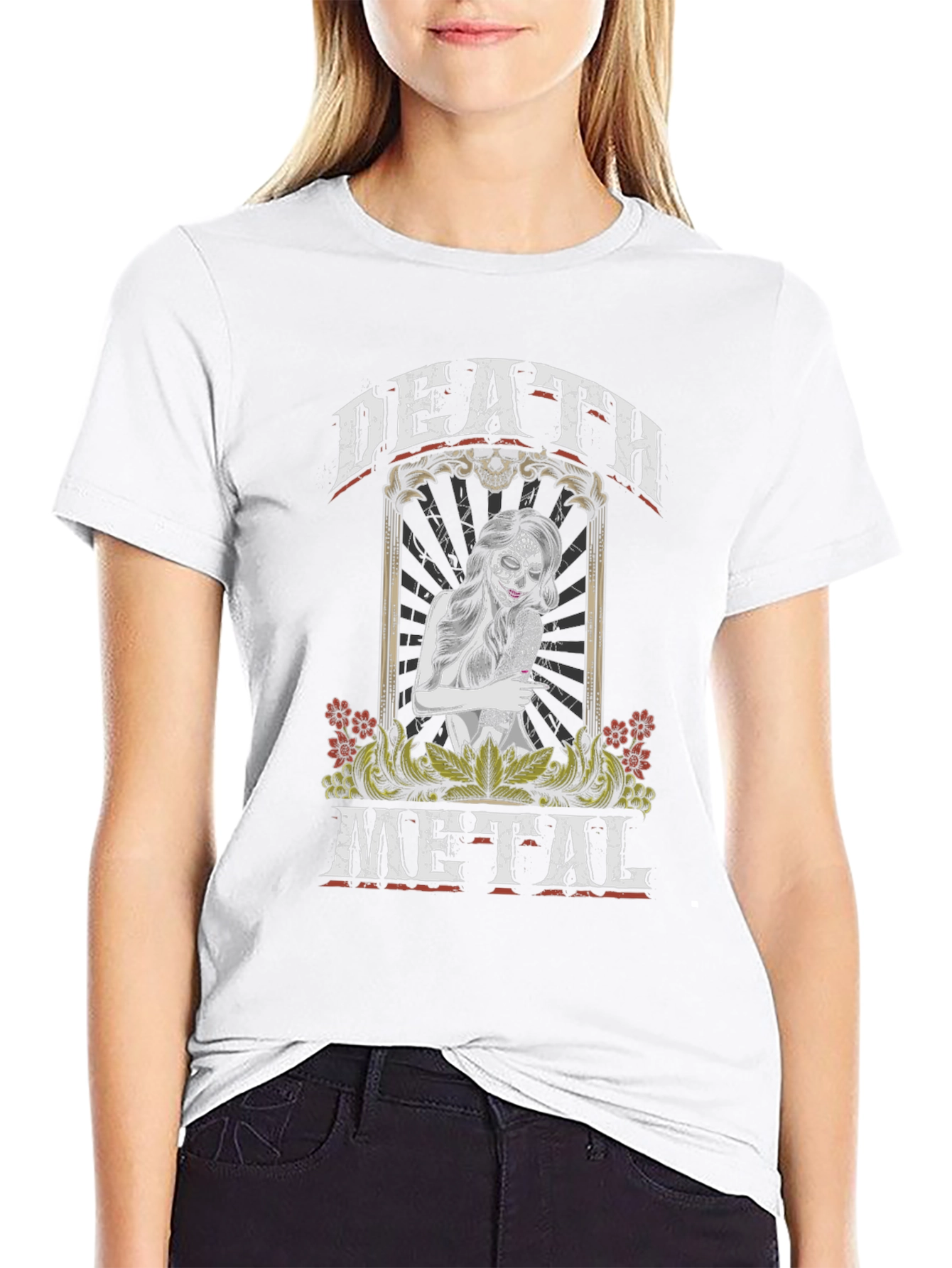Death Metal Graphic Tee - Sugar Skull Woman T-Shirt