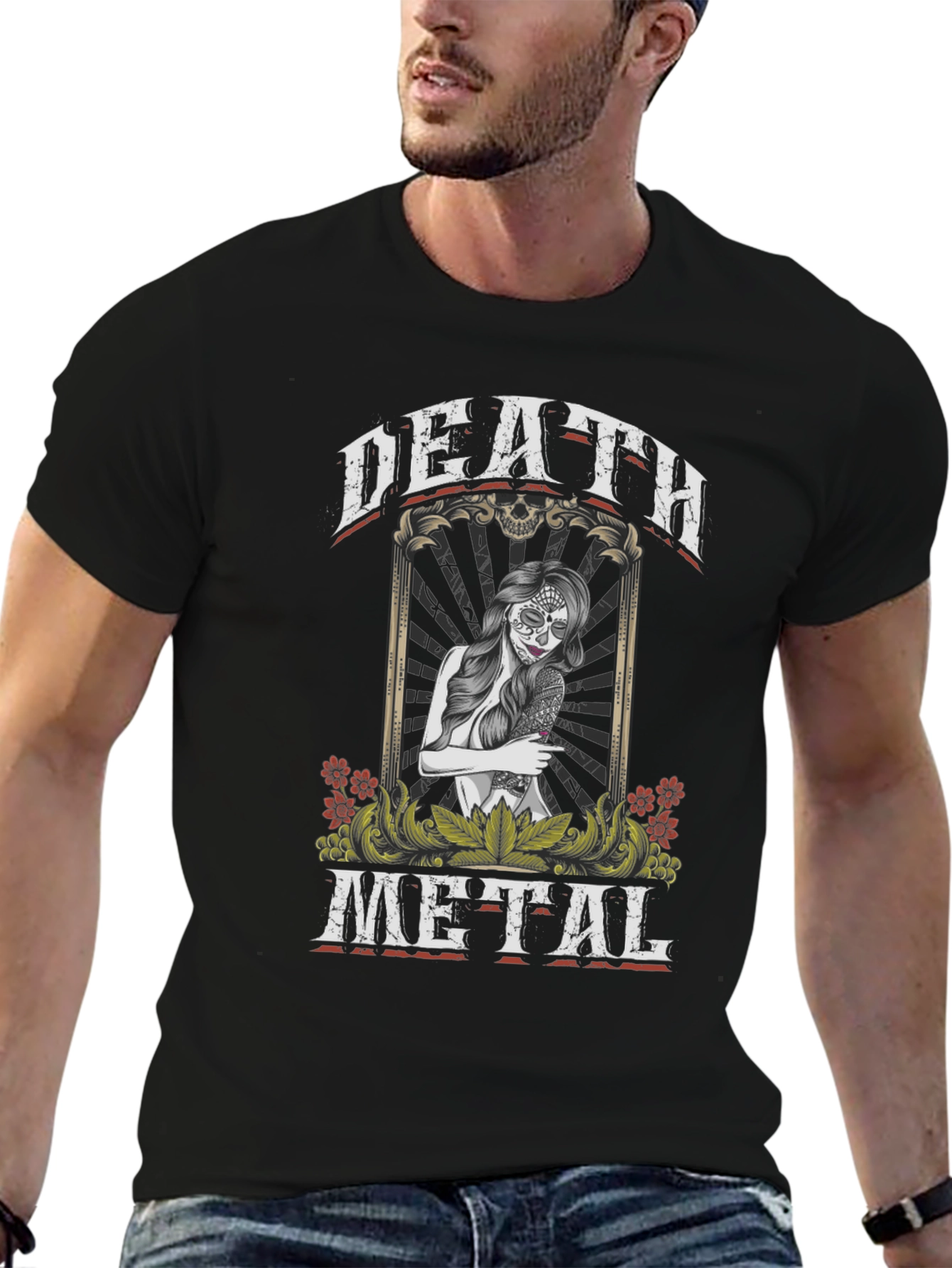 Death Metal Graphic Tee - Sugar Skull Woman T-Shirt
