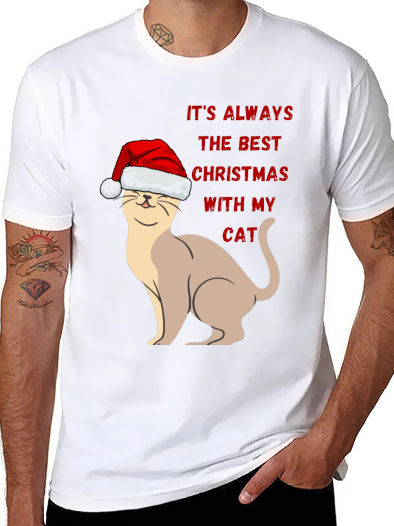 Festive Cat Christmas T-Shirt