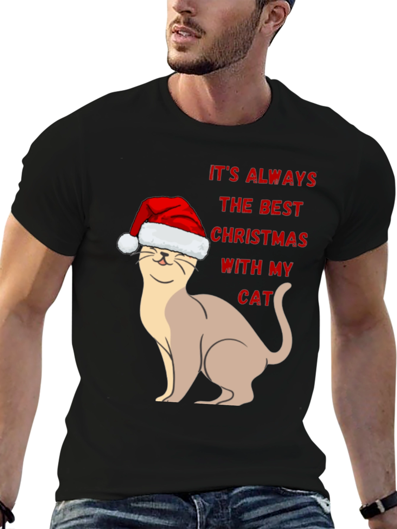 Festive Cat Christmas T-Shirt