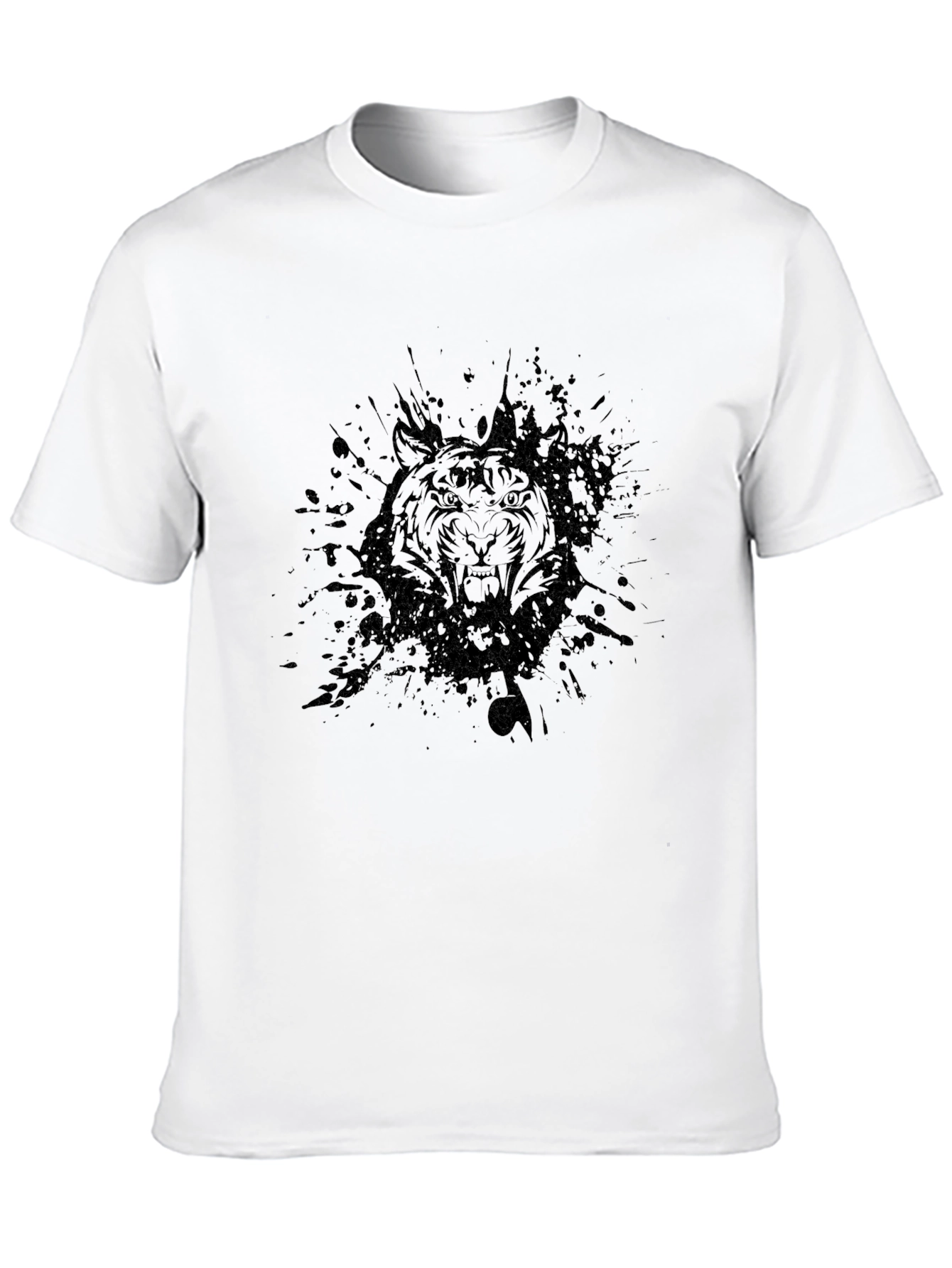 Black Tiger Graphic Tee - Mens Crew Neck