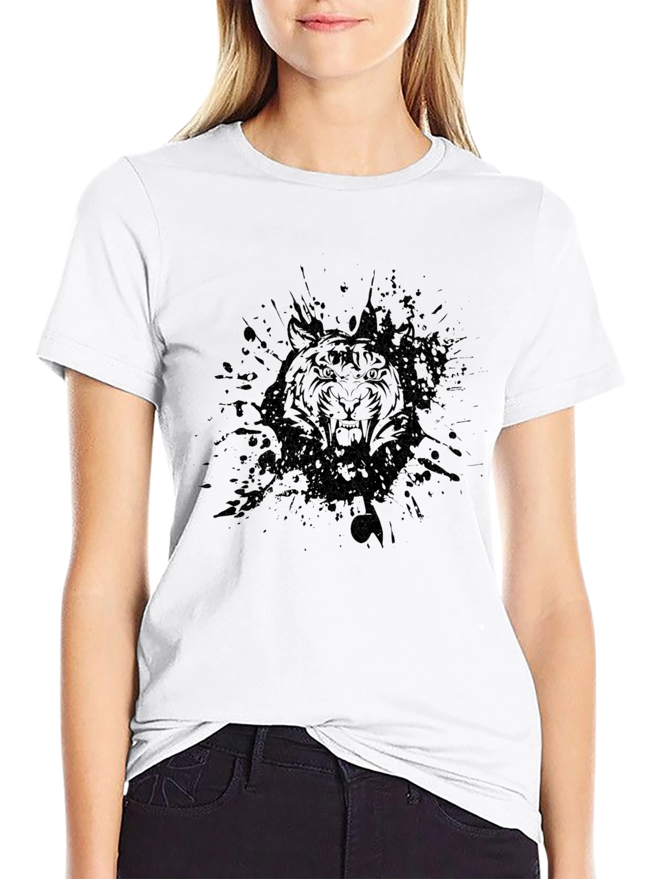 Black Tiger Graphic Tee - Mens Crew Neck