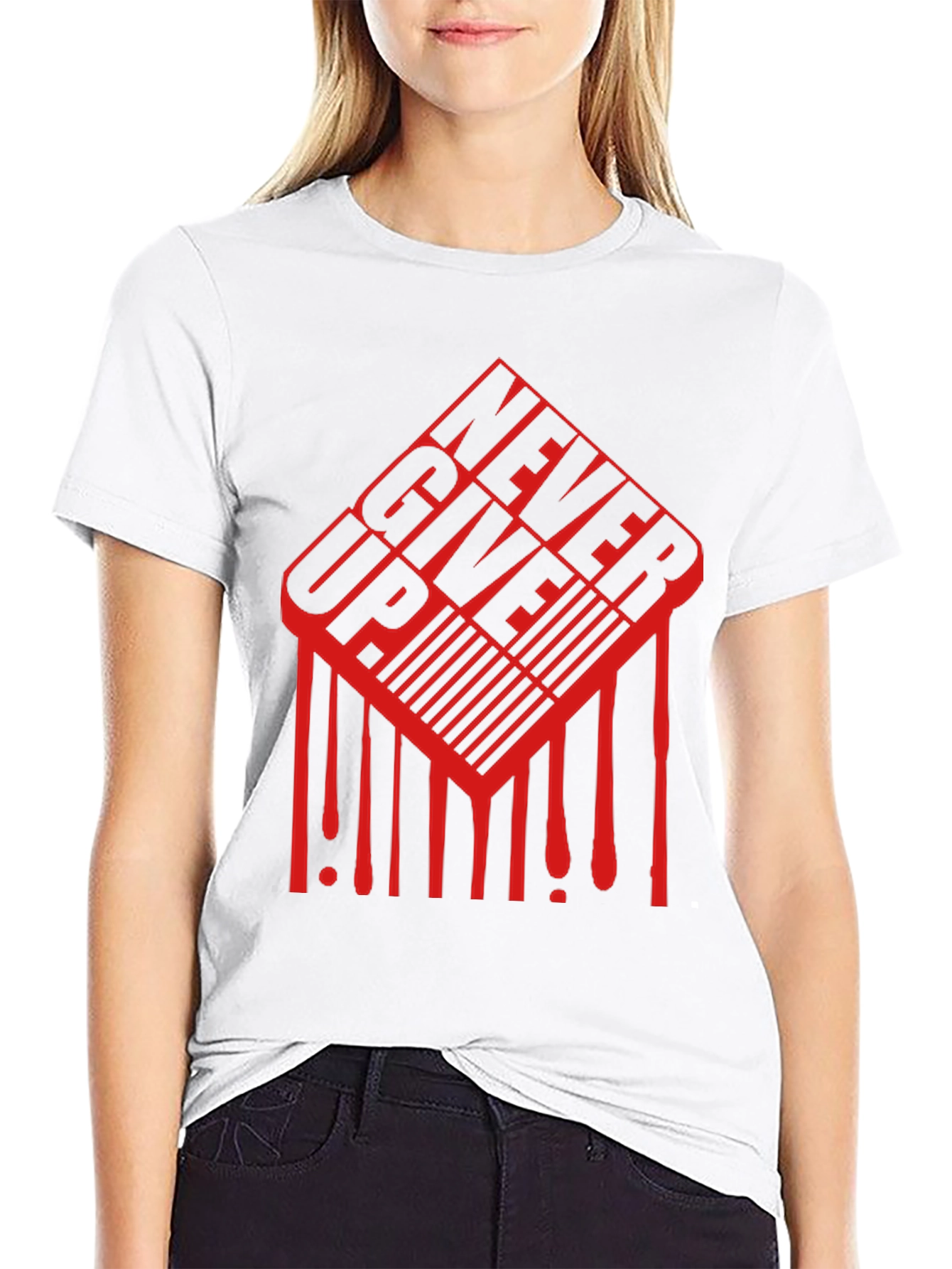 Never Give Up Graphic Tee - Black