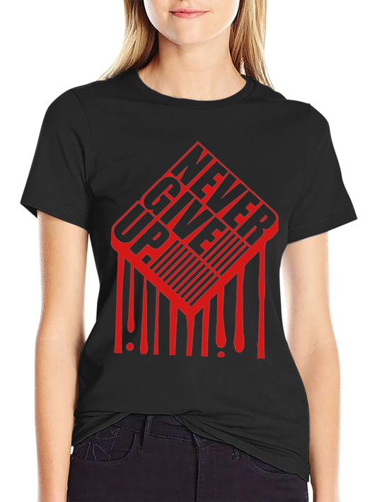 Never Give Up Graphic Tee - Black