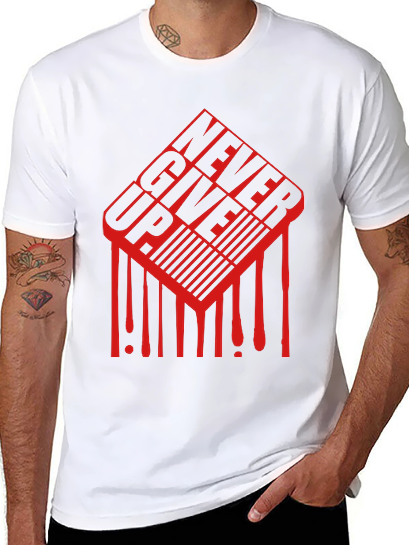 Never Give Up Graphic Tee - Black