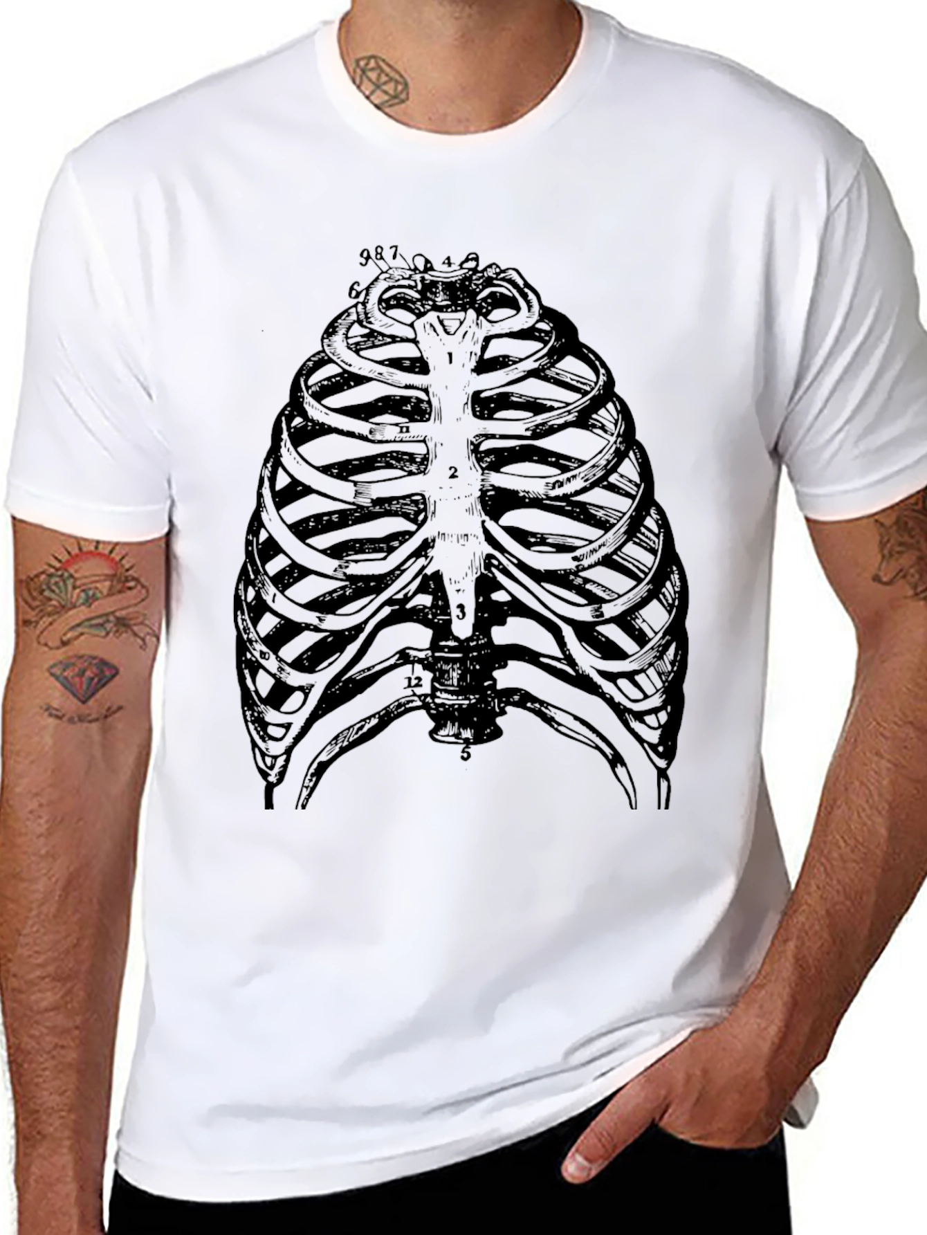Anatomical Rib Cage Graphic T-Shirt - Black