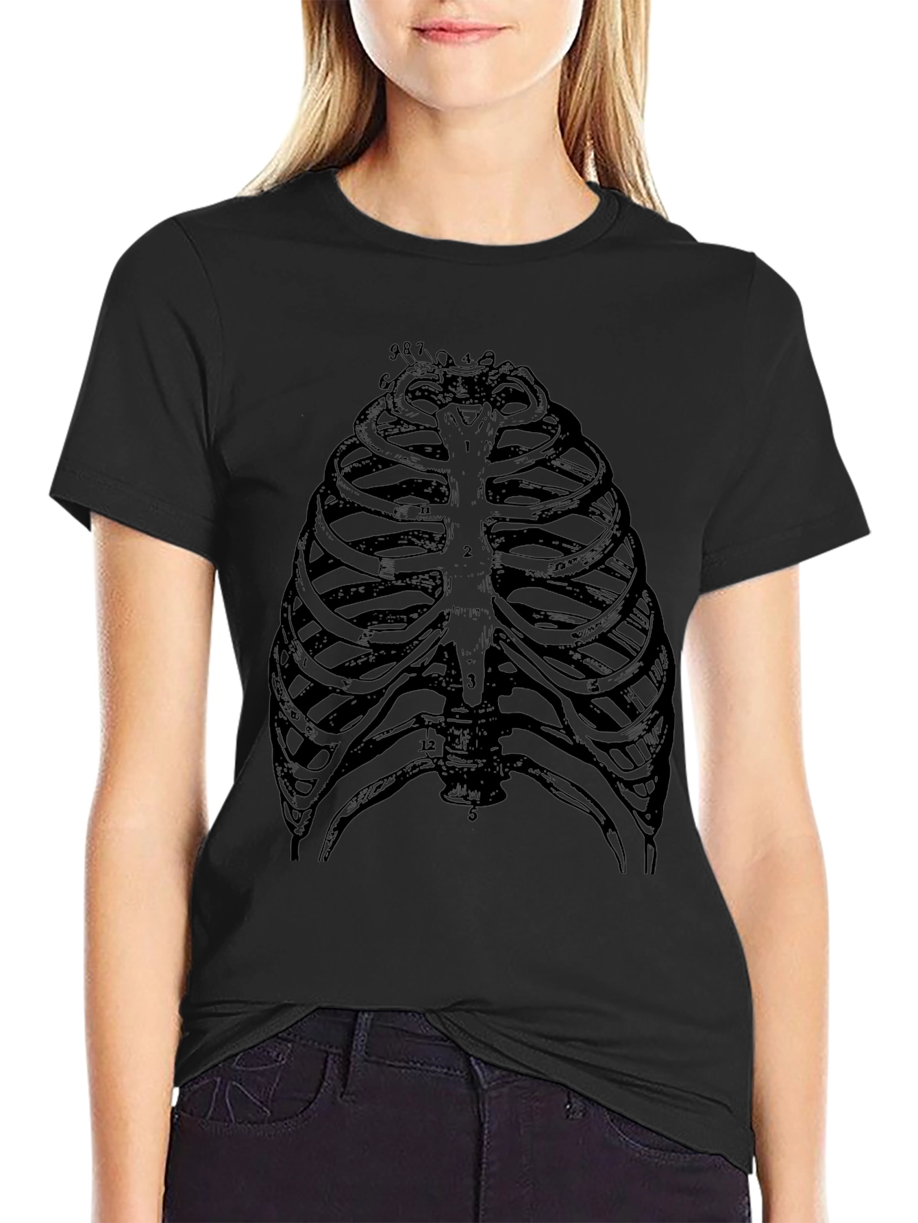 Anatomical Rib Cage Graphic T-Shirt - Black