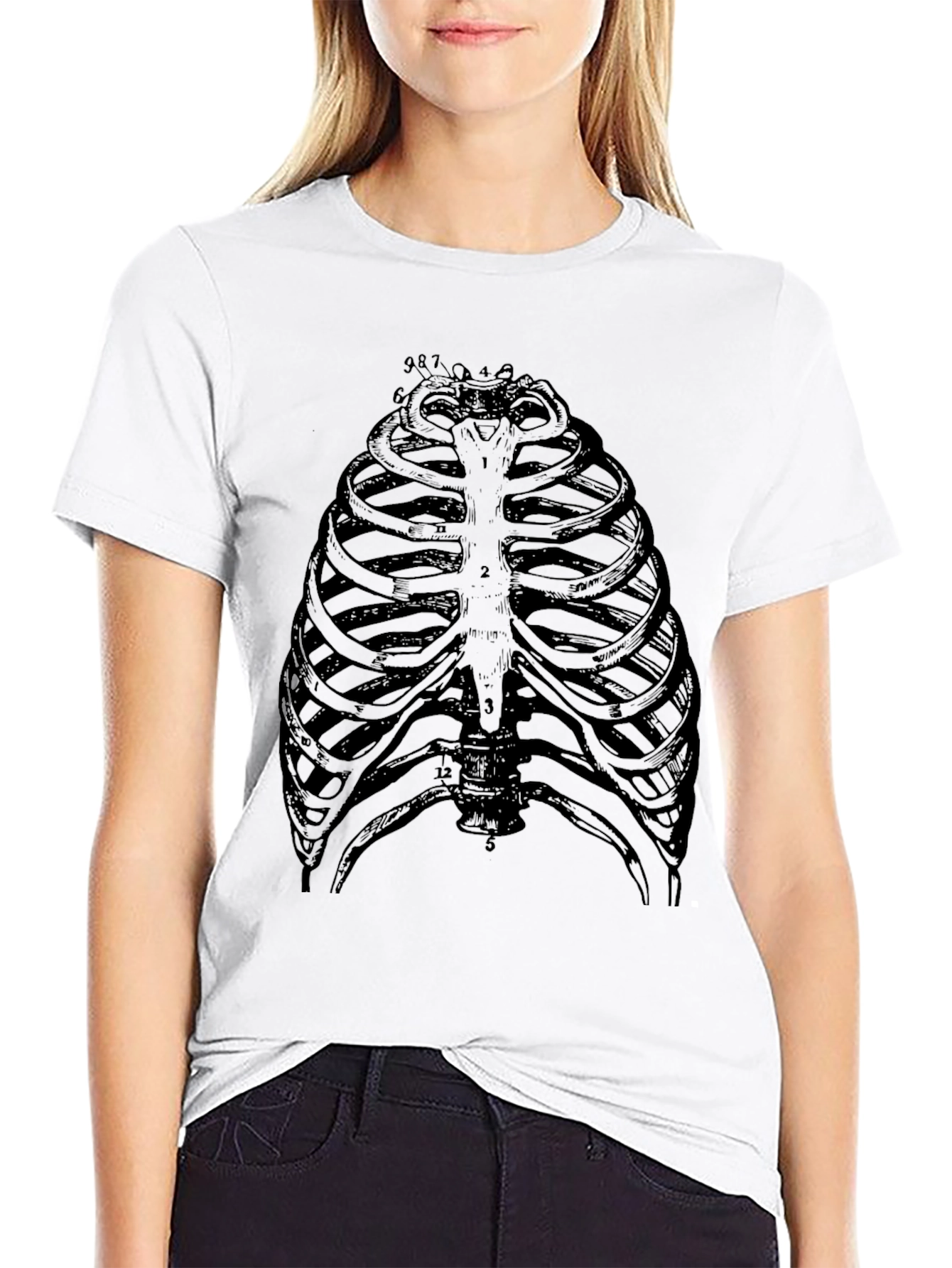 Anatomical Rib Cage Graphic T-Shirt - Black