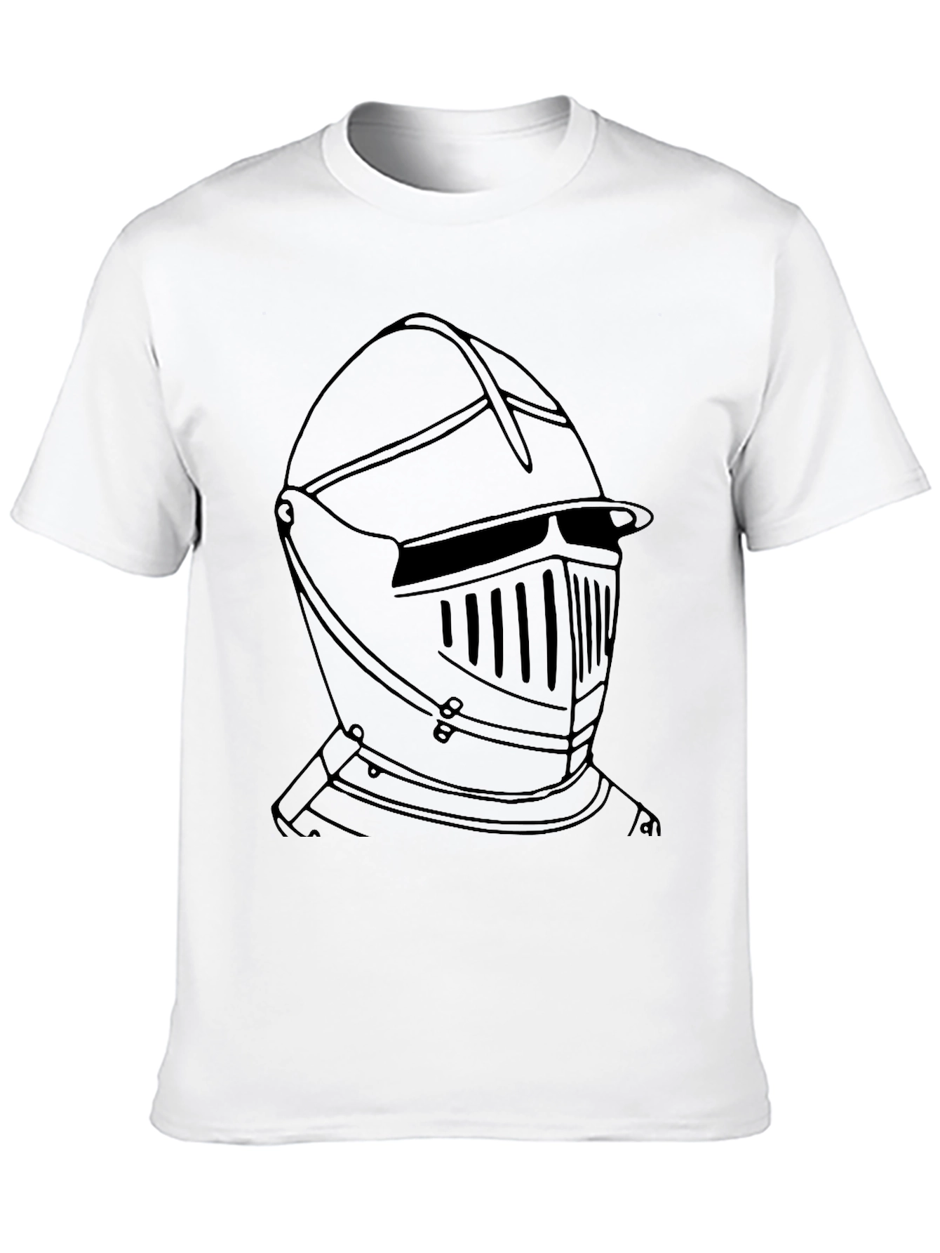 Knight Helmet Graphic Tee - Black Cotton Casual T-Shirt
