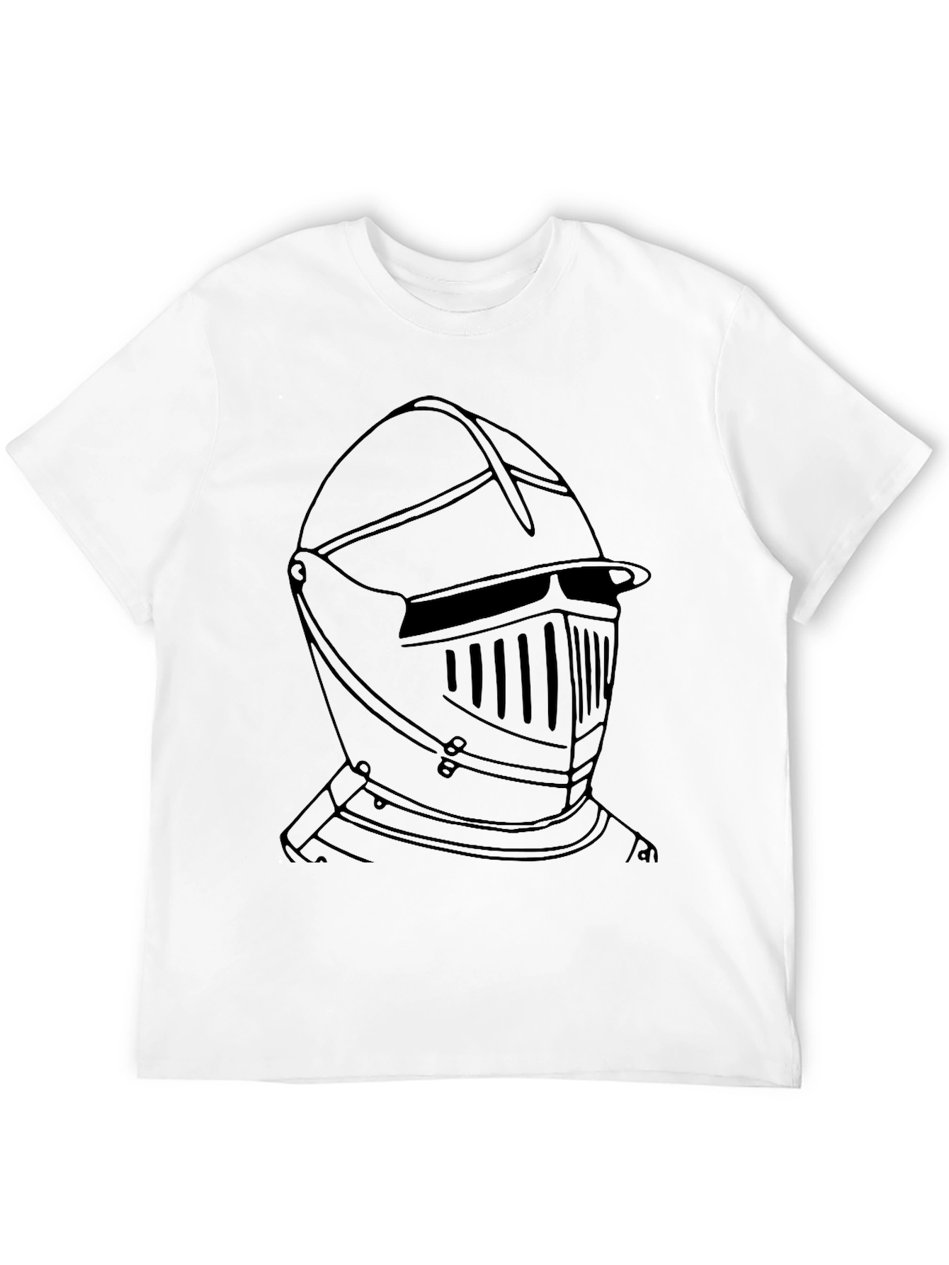 Knight Helmet Graphic Tee - Black Cotton Casual T-Shirt