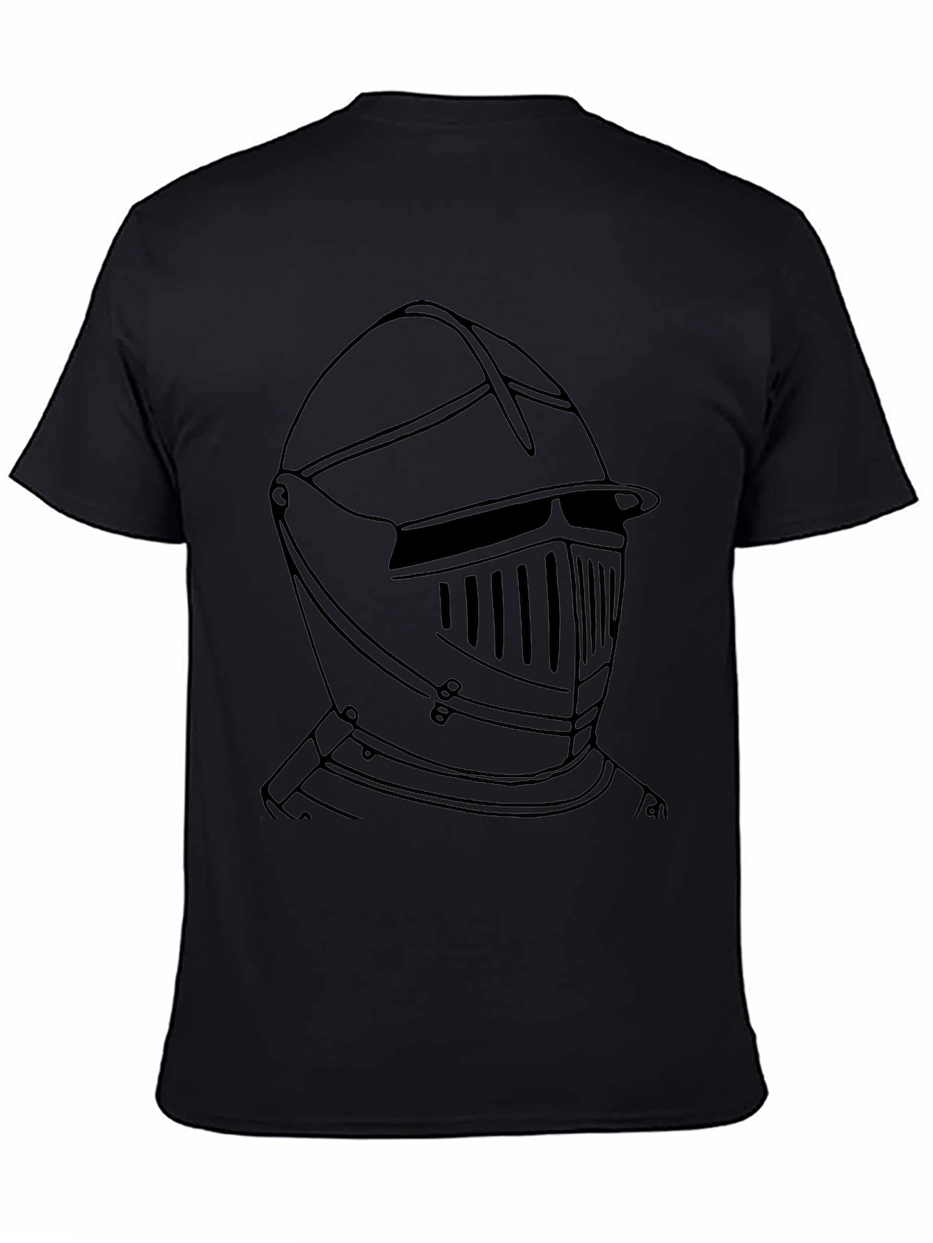 Knight Helmet Graphic Tee - Black Cotton Casual T-Shirt