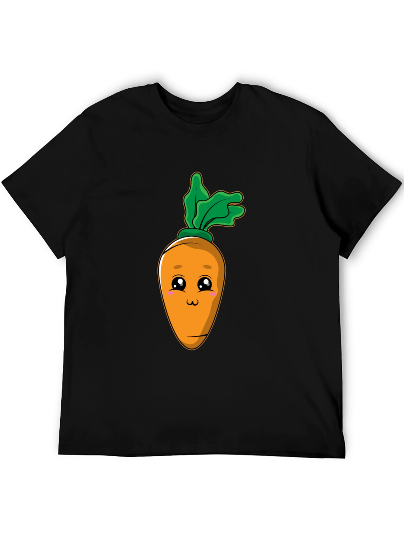Cute Carrot Graphic Tee - Black Cotton Blend T-Shirt