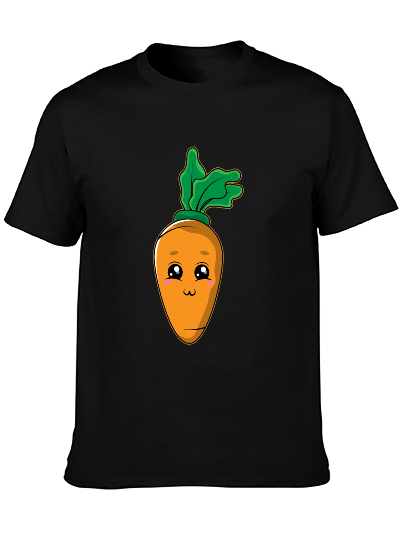 Cute Carrot Graphic Tee - Black Cotton Blend T-Shirt