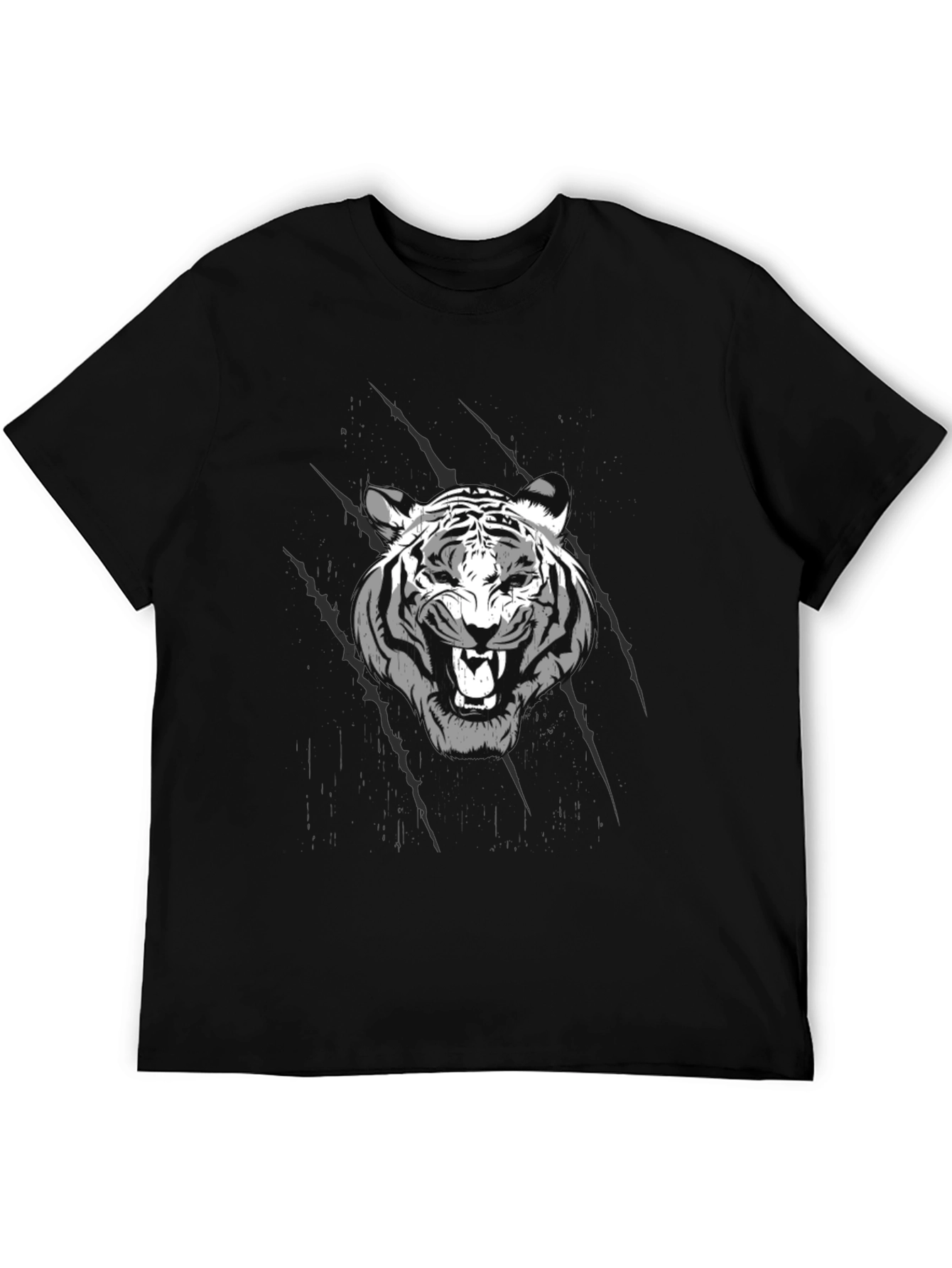 Tiger Graphic Print Black Crew Neck T-Shirt