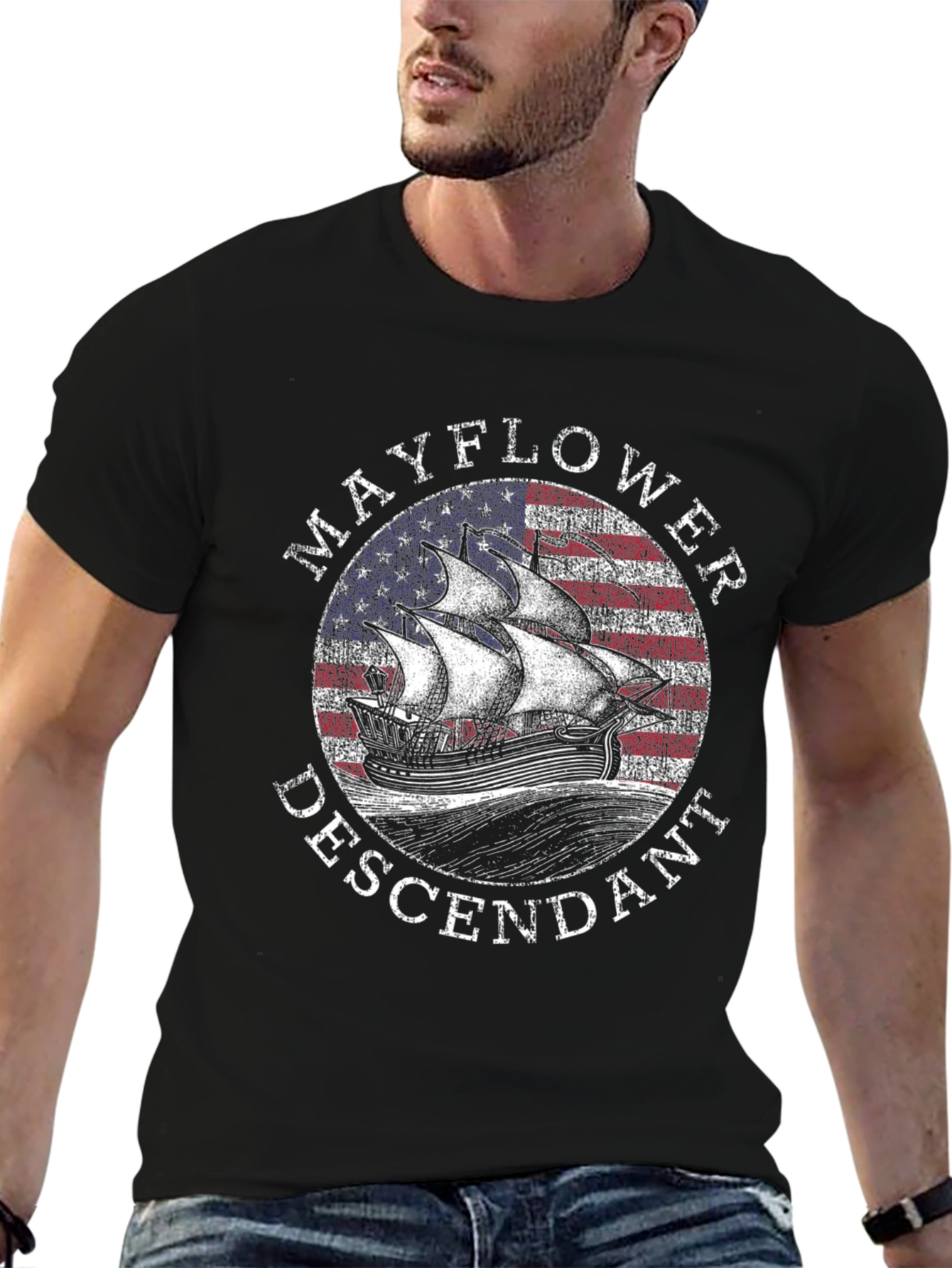 Mayflower Descendant Graphic T-Shirt
