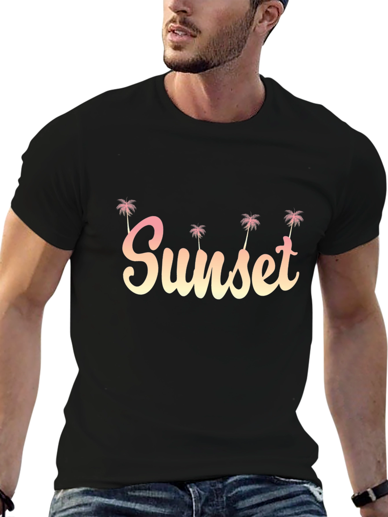 Sunset Palm Tee - Relaxed Fit
