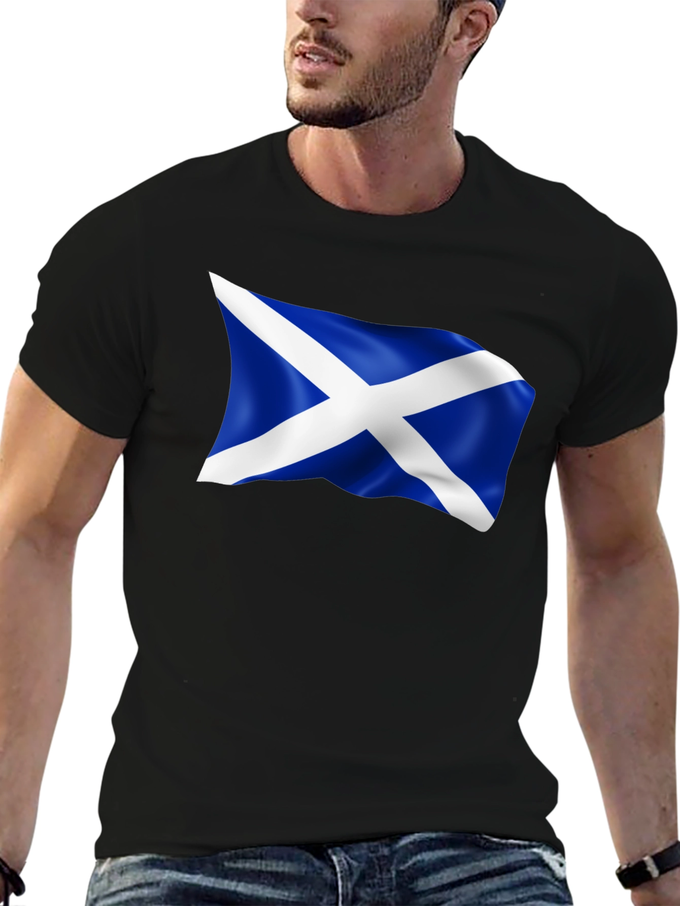 Scotland Flag Graphic Tee - Mens Black T-Shirt
