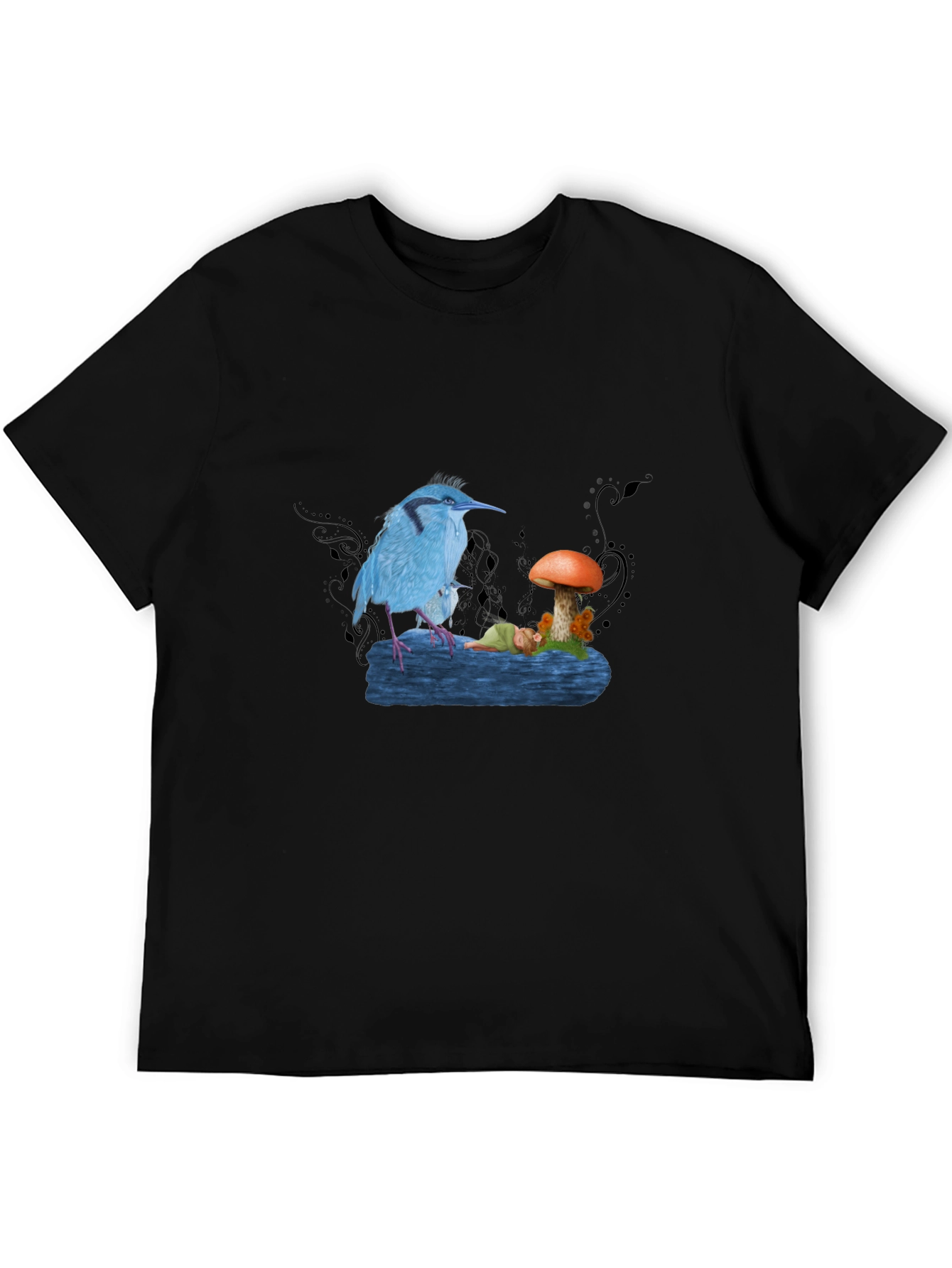 Blue Bird & Mushroom Graphic Tee