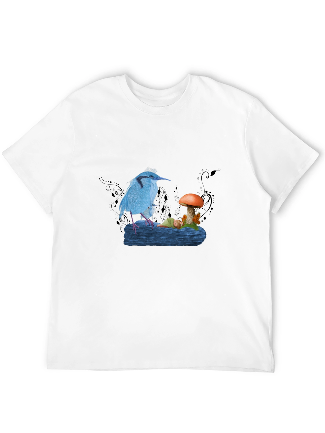 Blue Bird & Mushroom Graphic Tee