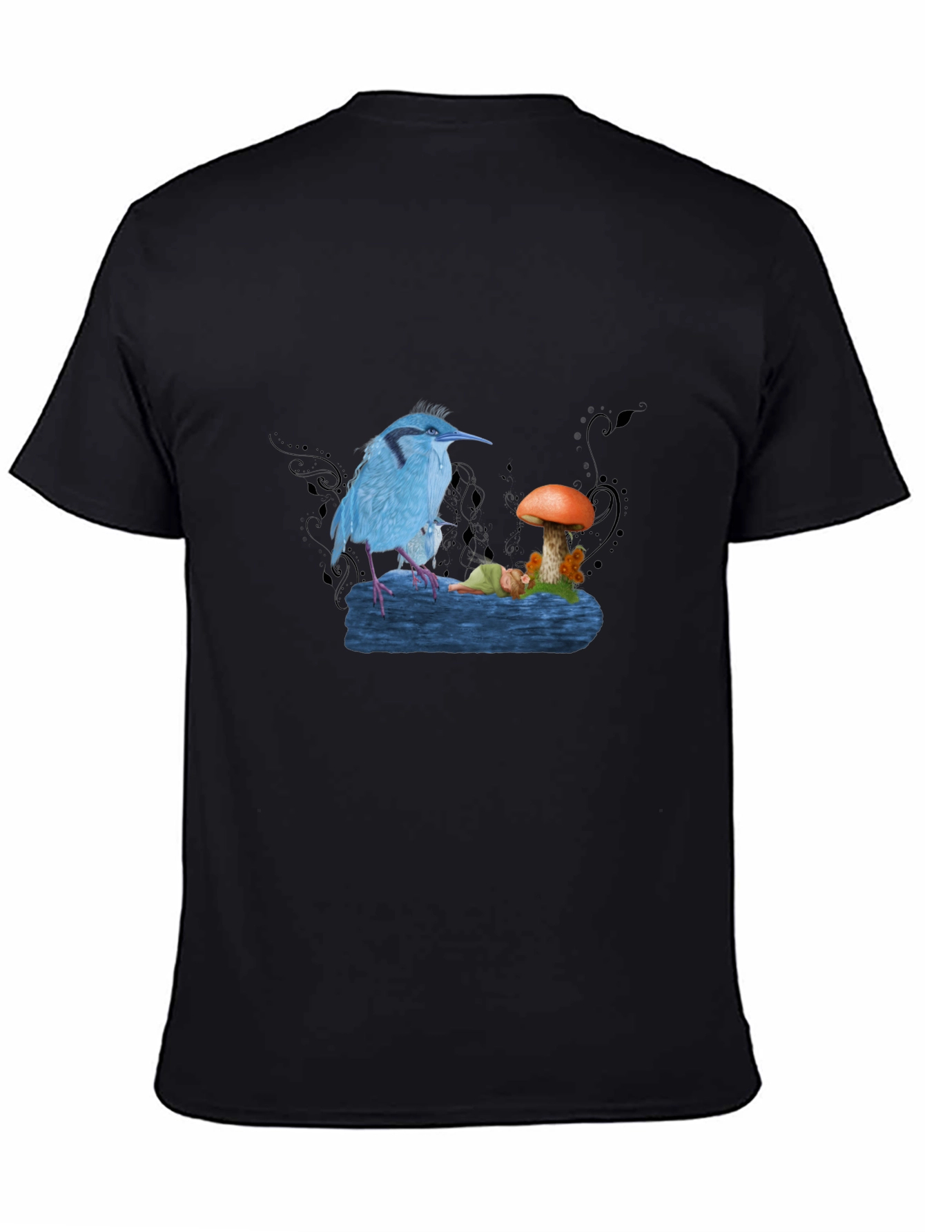 Blue Bird & Mushroom Graphic Tee