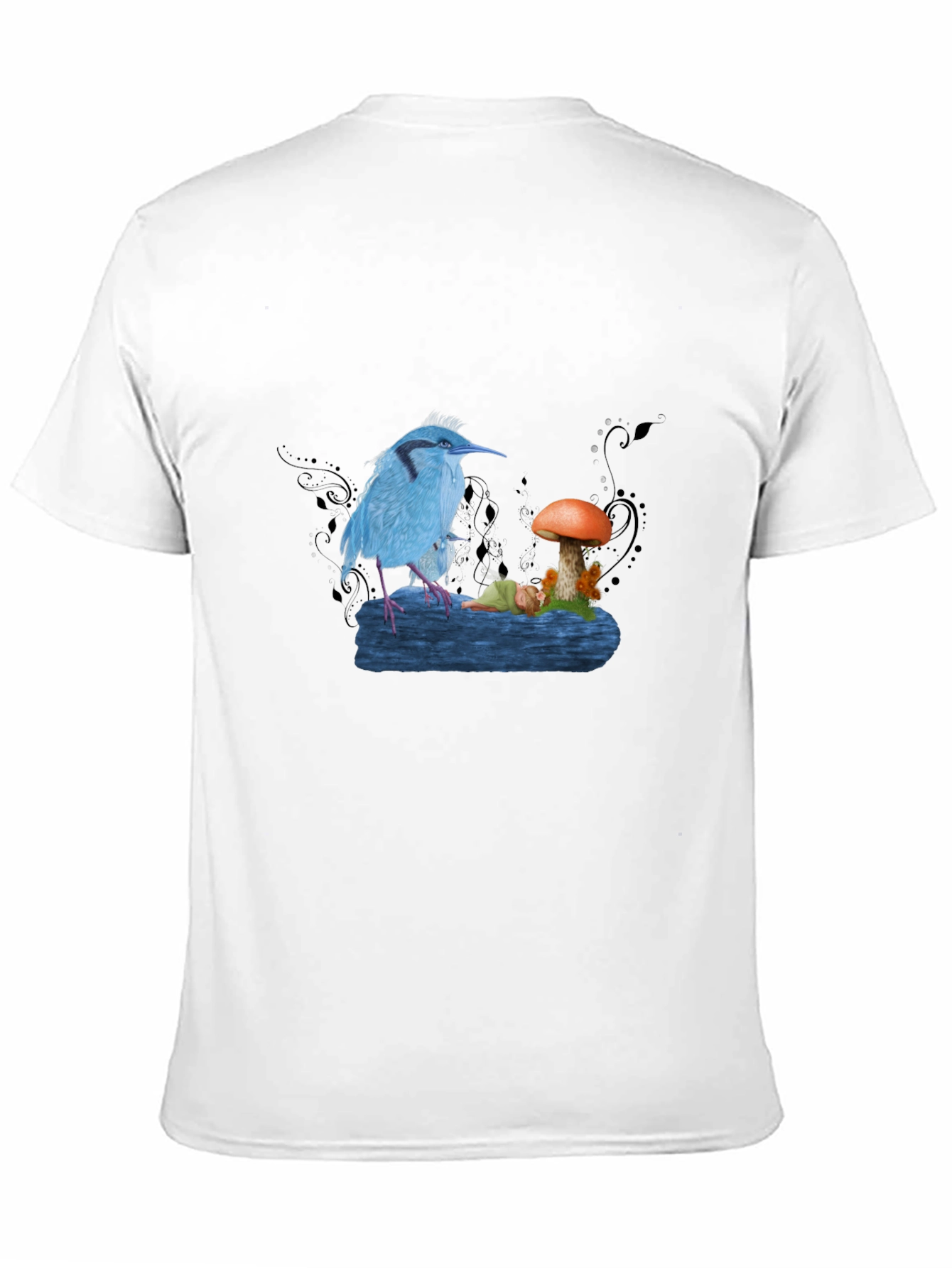 Blue Bird & Mushroom Graphic Tee