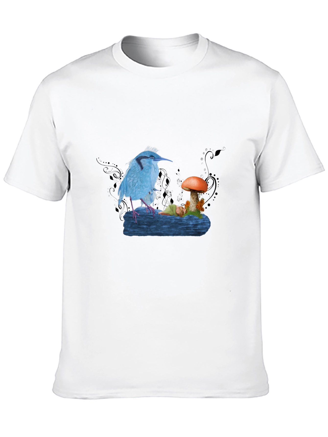 Blue Bird & Mushroom Graphic Tee