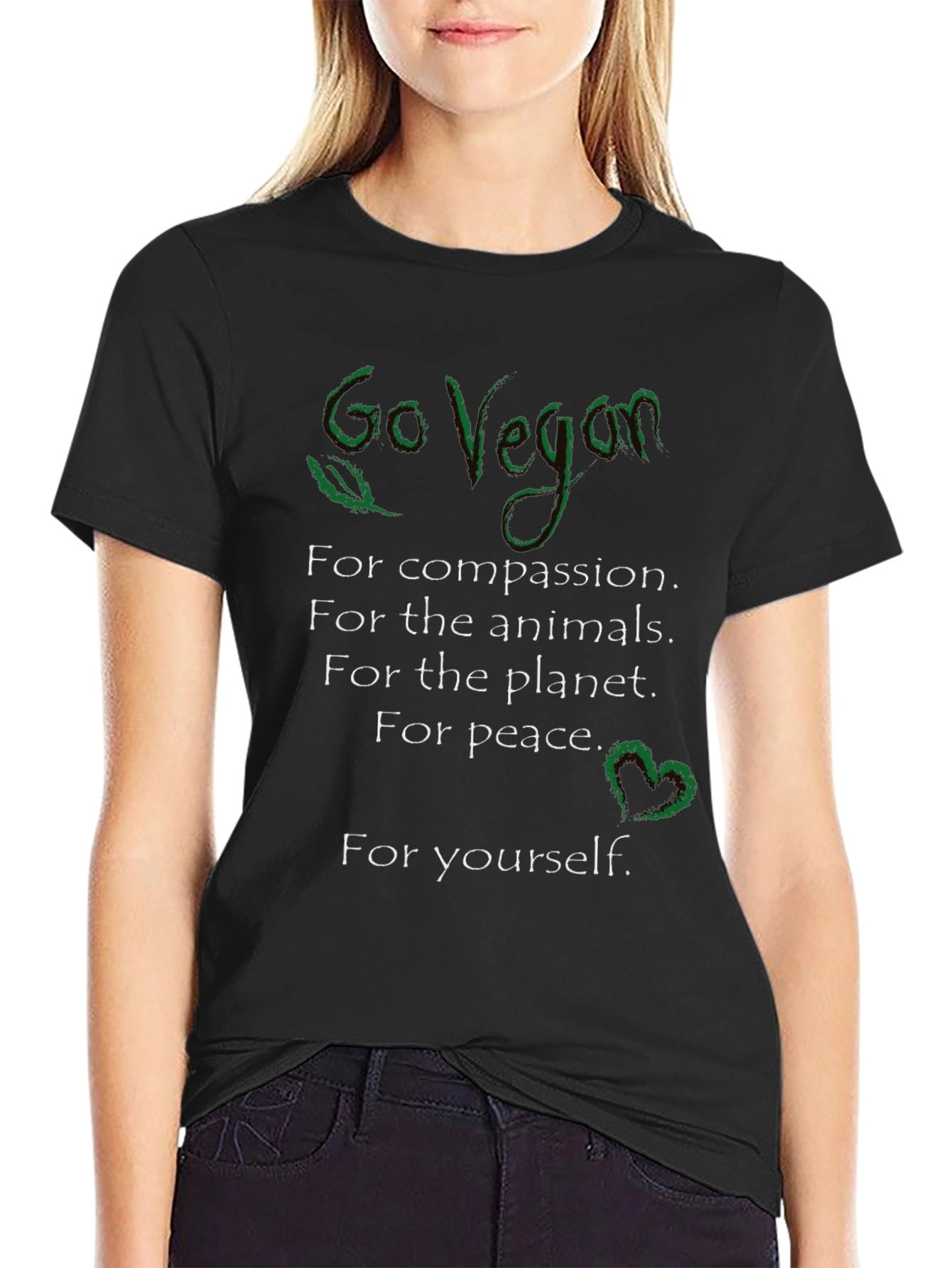 Go Vegan T-Shirt - Compassion Animals Planet Peace You