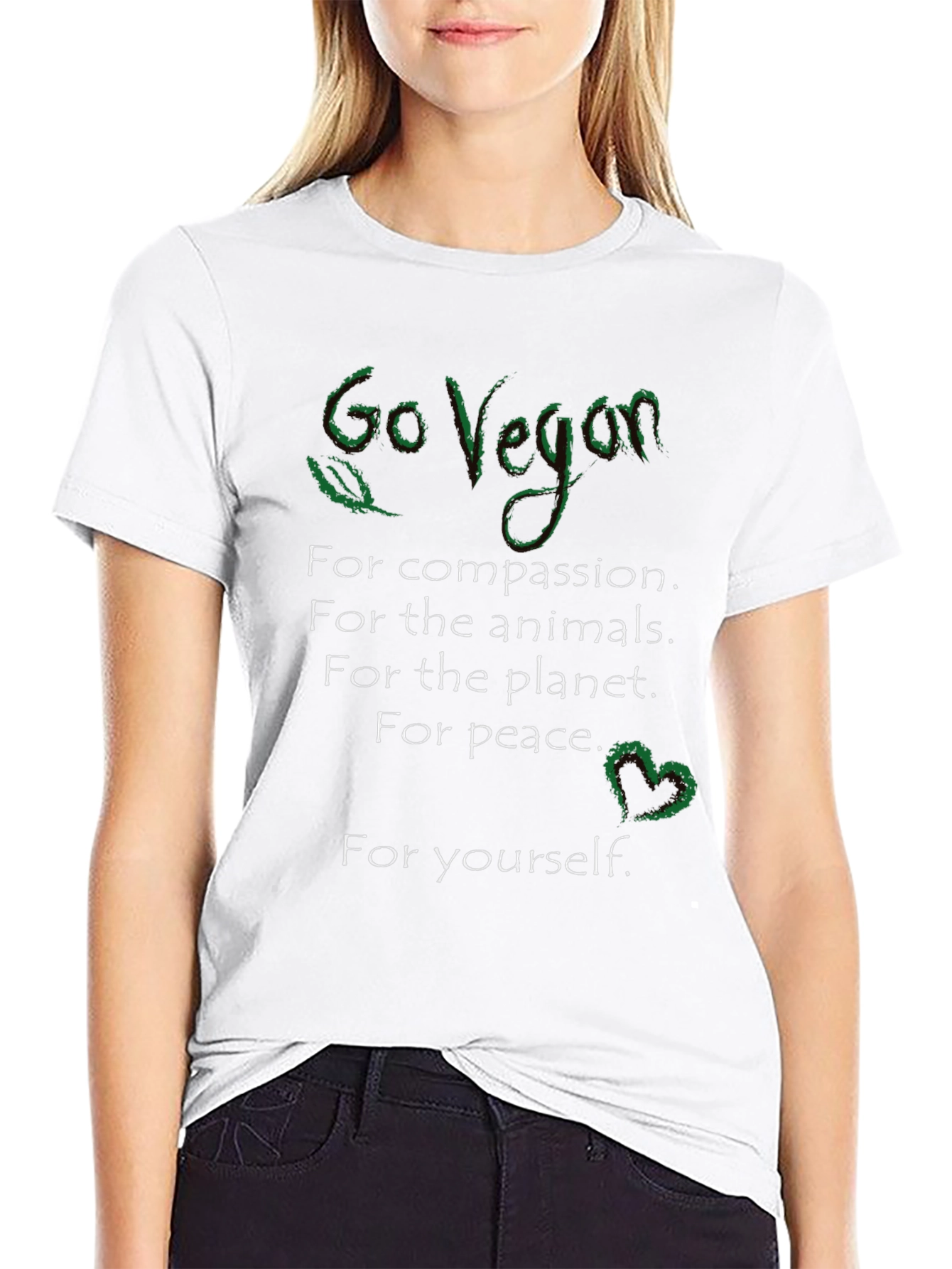Go Vegan T-Shirt - Compassion Animals Planet Peace You