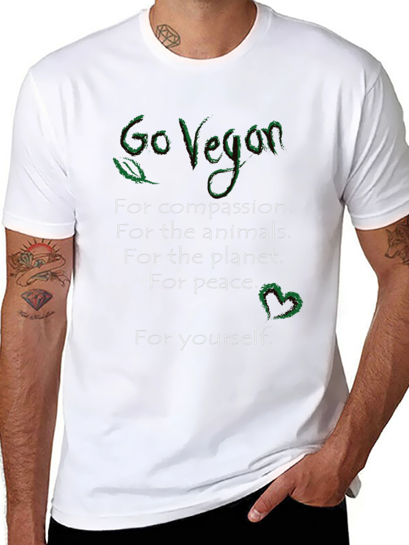 Go Vegan T-Shirt - Compassion Animals Planet Peace You