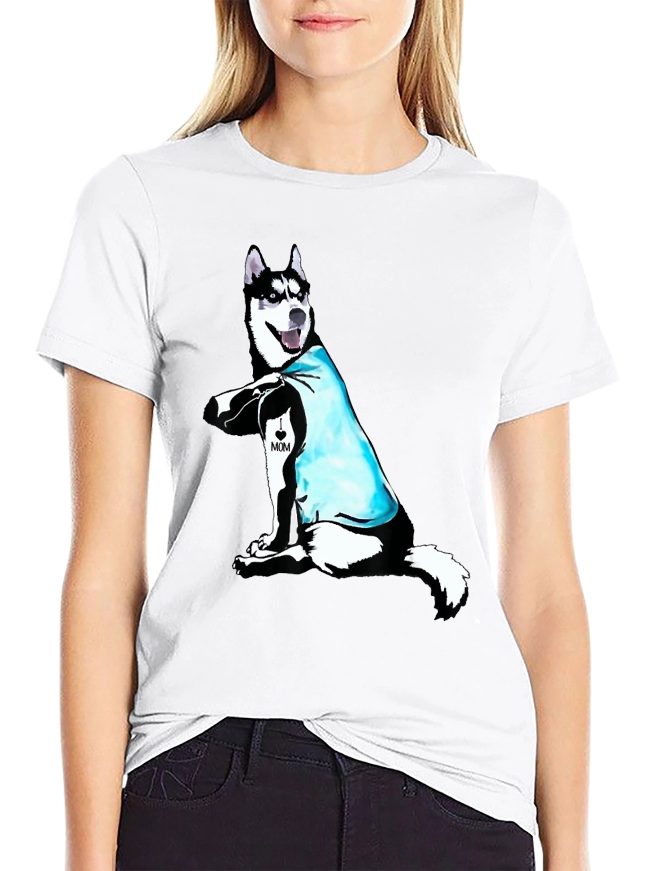 Husky Dog Mom Tattoo T-Shirt